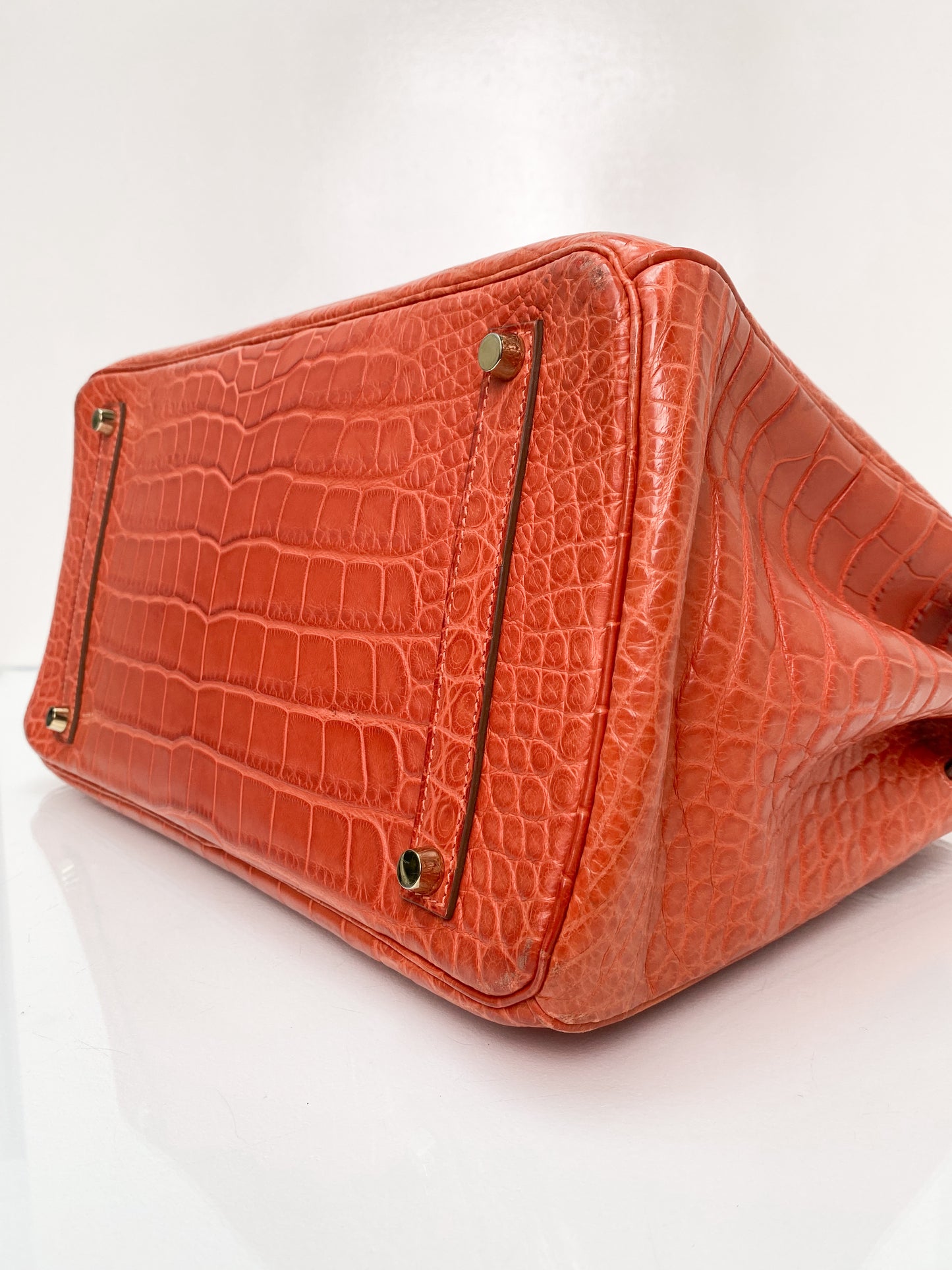 Hermes Birkin 35 Orange Matte Niloticus Croc GHW #O