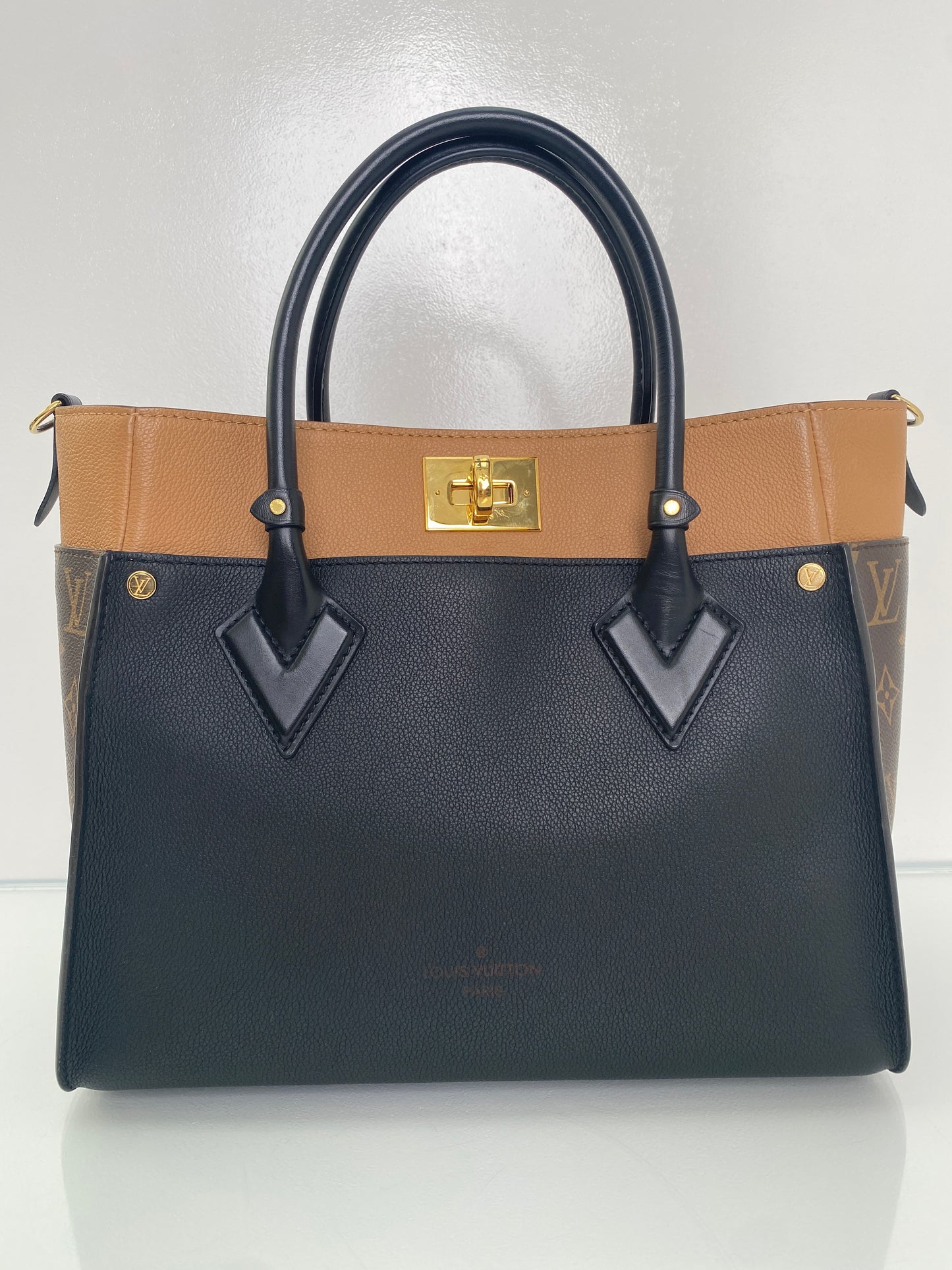 Louis Vuitton Black, Brown, & Monogram On My Side Tote Bag GHW