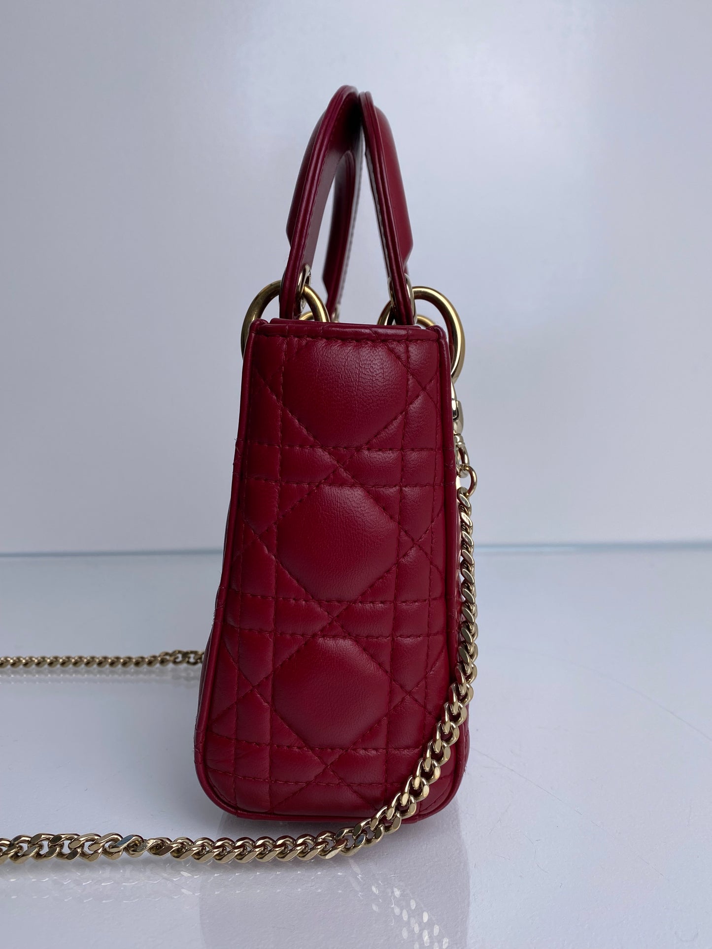 Dior Burgundy Mini Lady Dior Bag