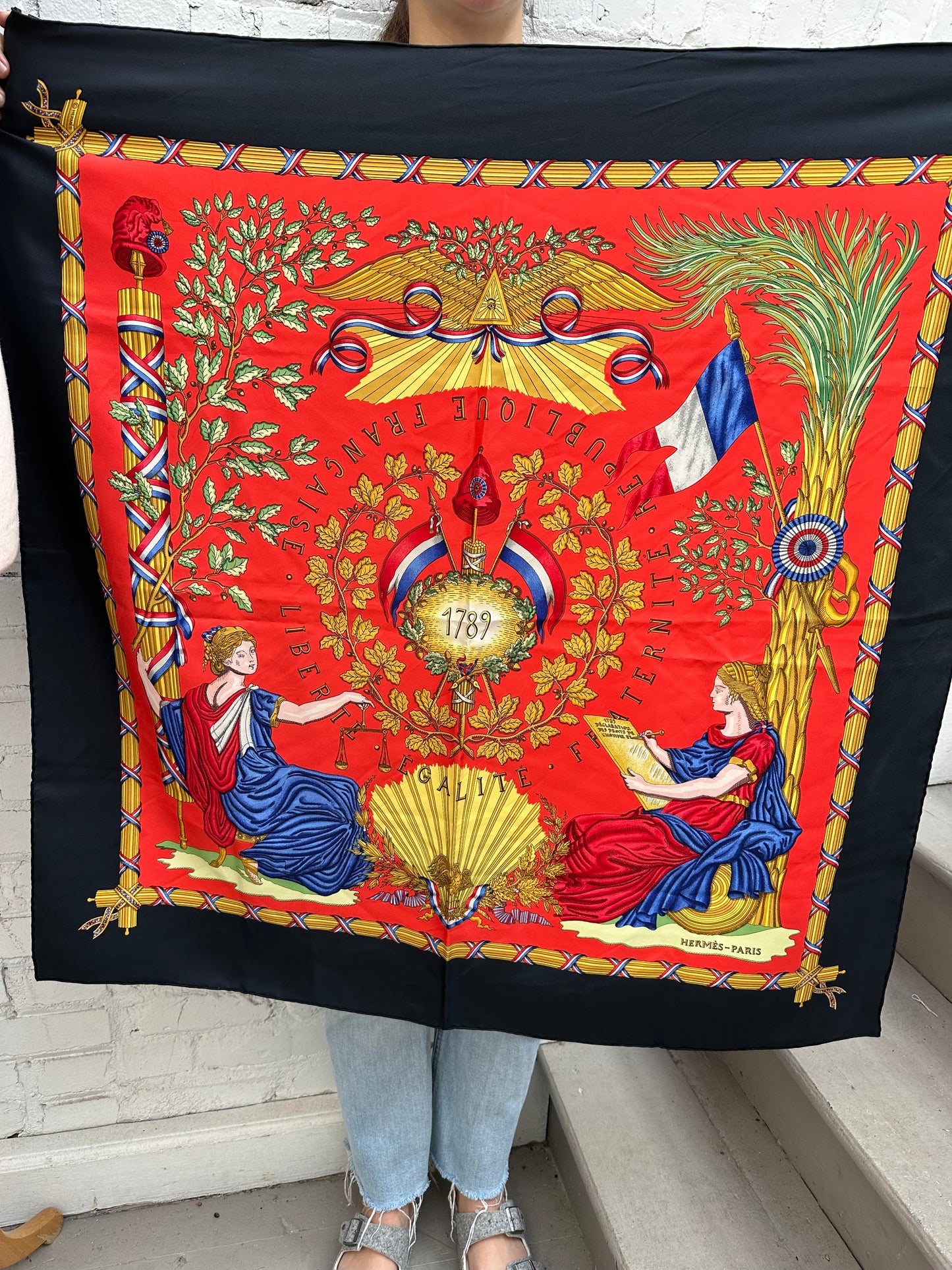 Hermes Republique Francaise Liberte Egalite Fraternite 1789 Silk Scarf