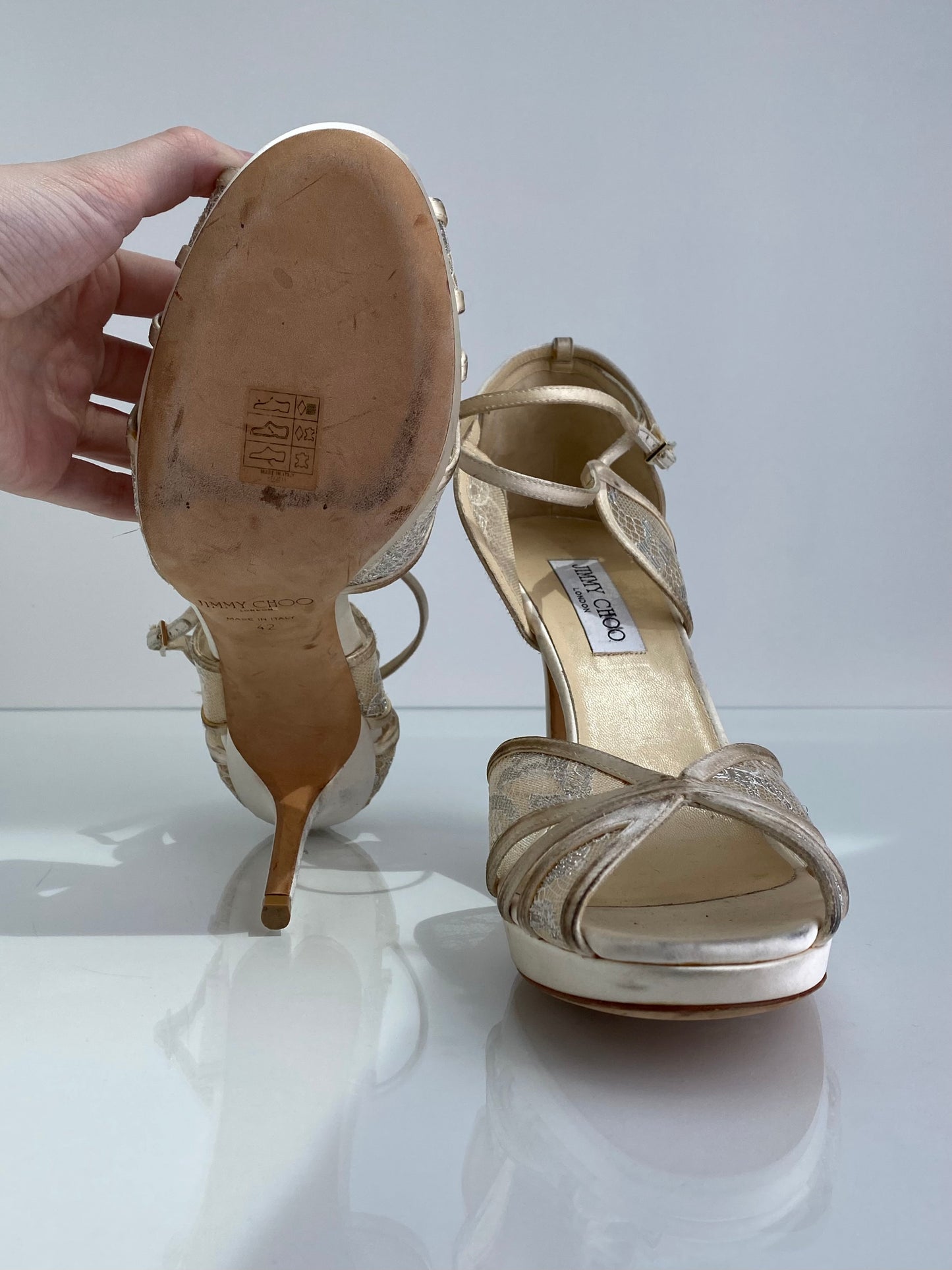 Jimmy Choo Cream Lace Pumps, 42