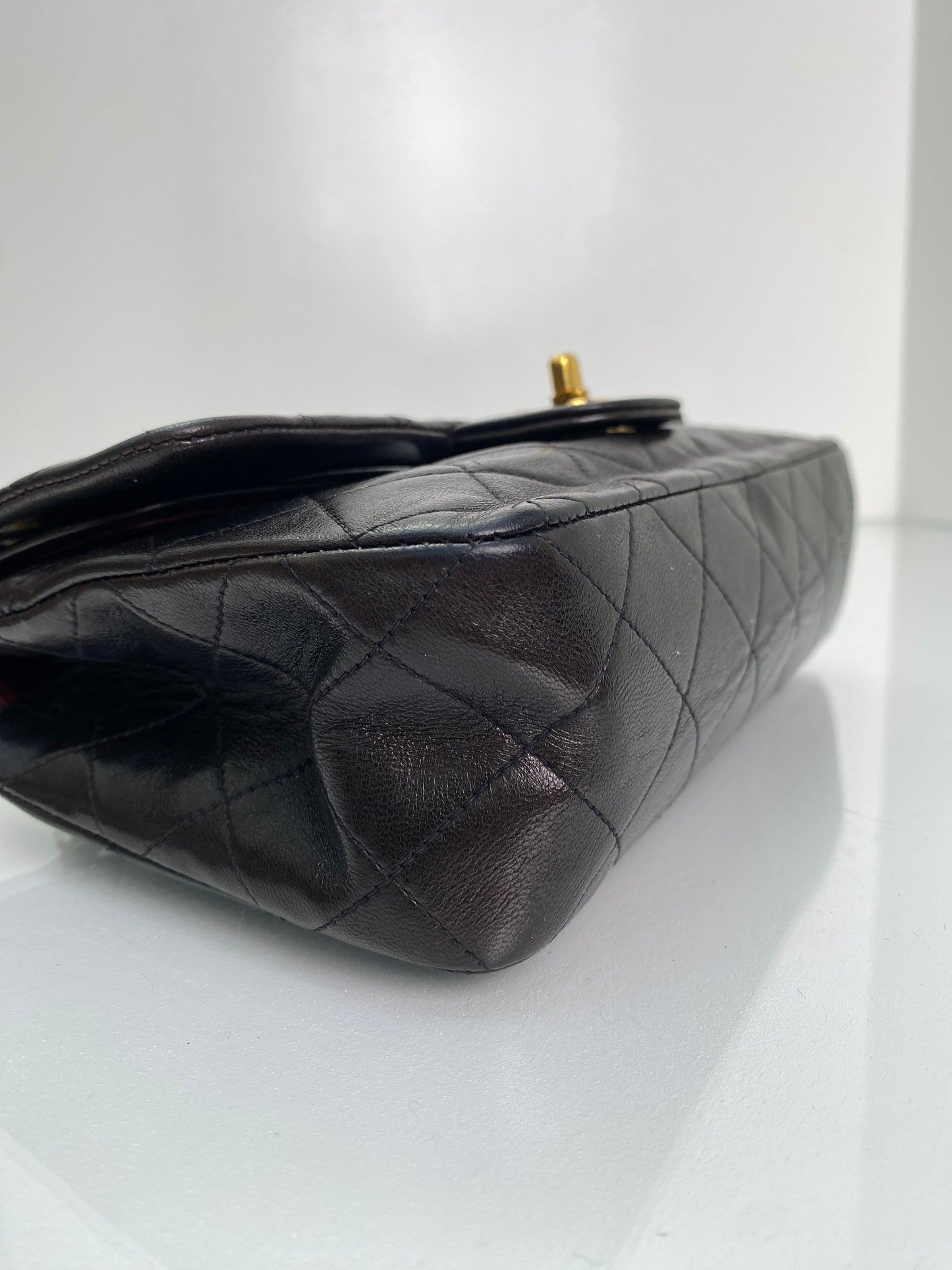Chanel Classic Vintage Small Black Lambskin Double Flap GHW