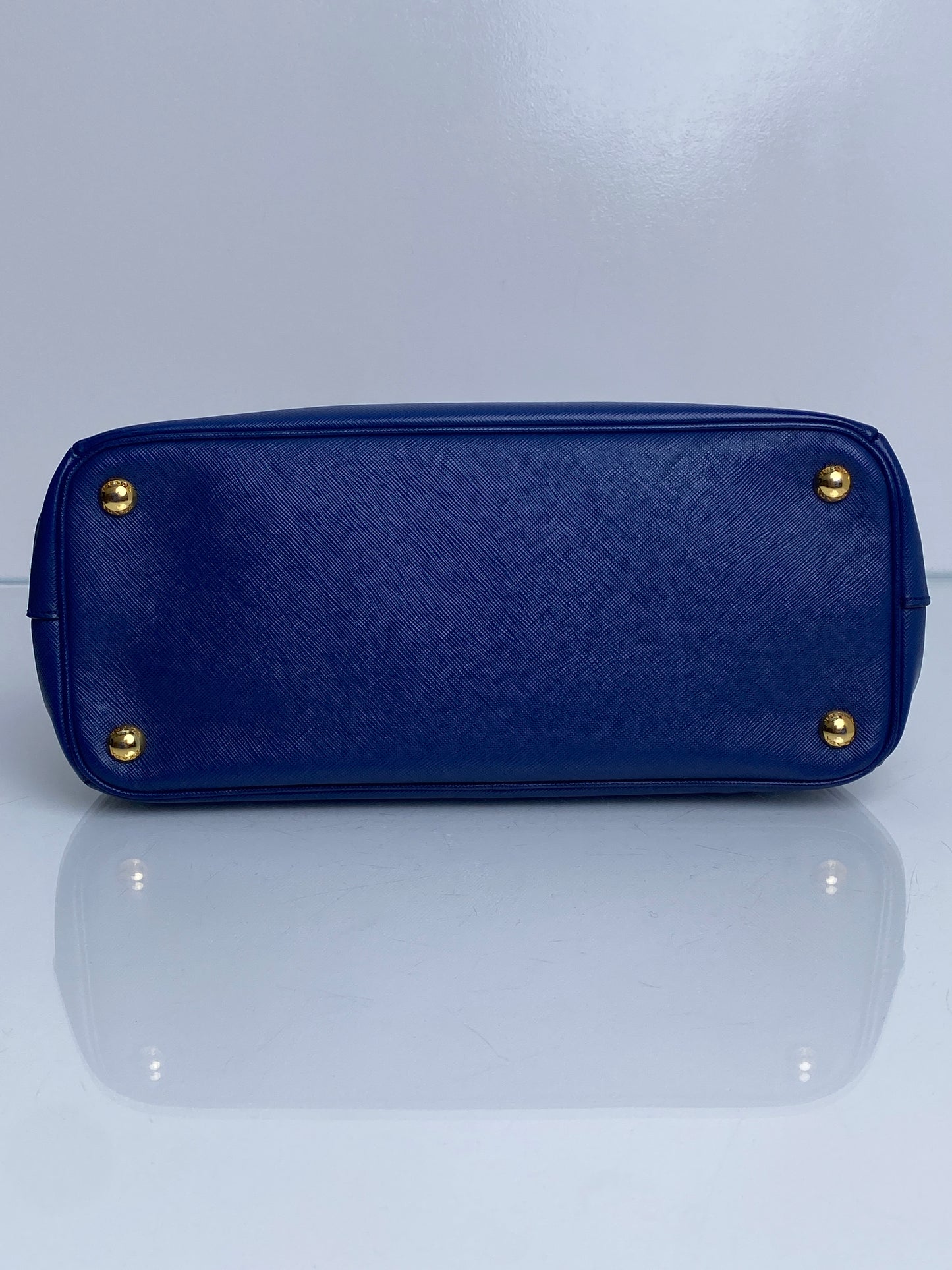 Prada Saffiano Lux Blue Small Tote Bag GHW