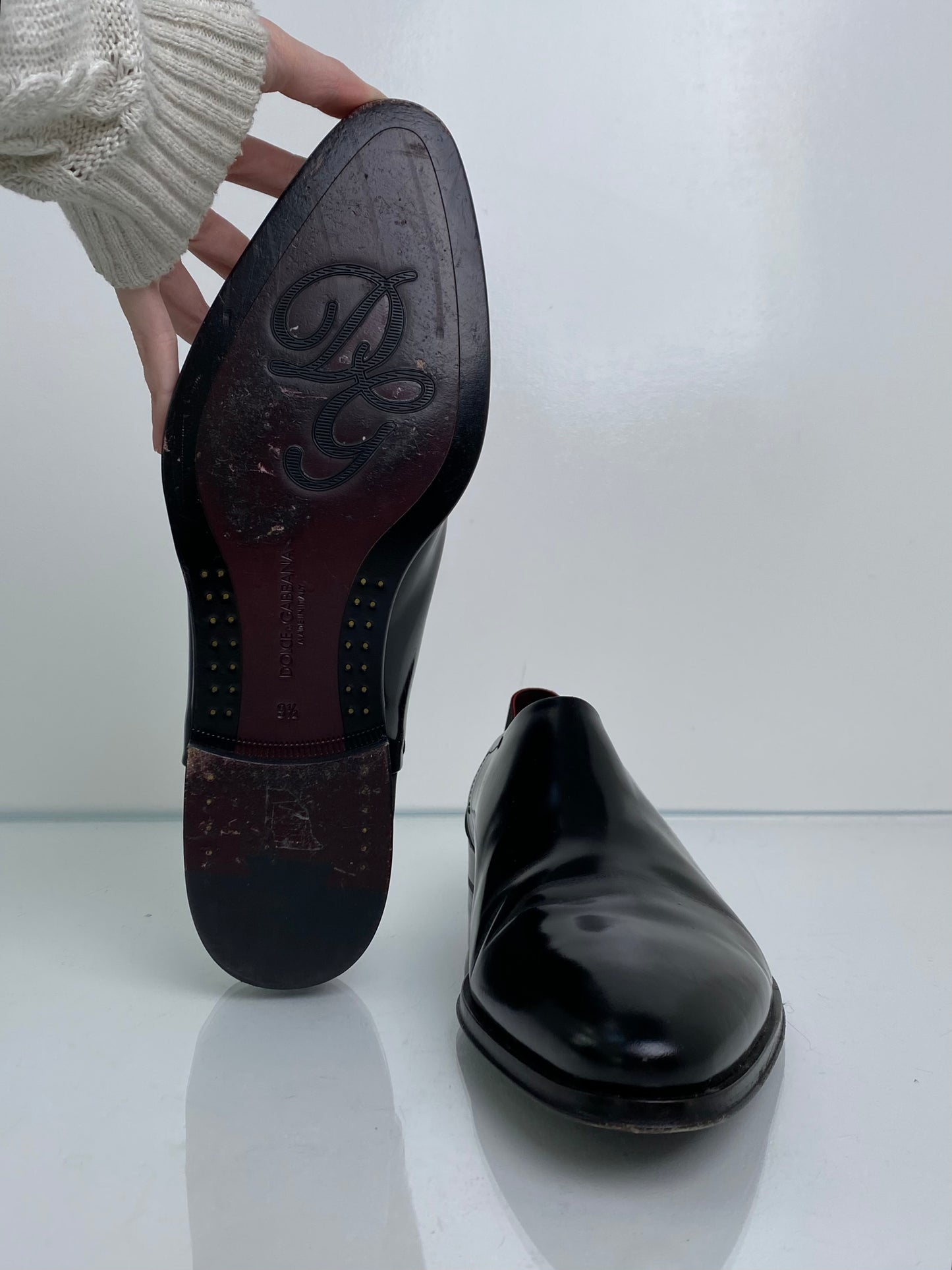 Dolce and Gabbana Black Leather Dress Shoes, 9.5