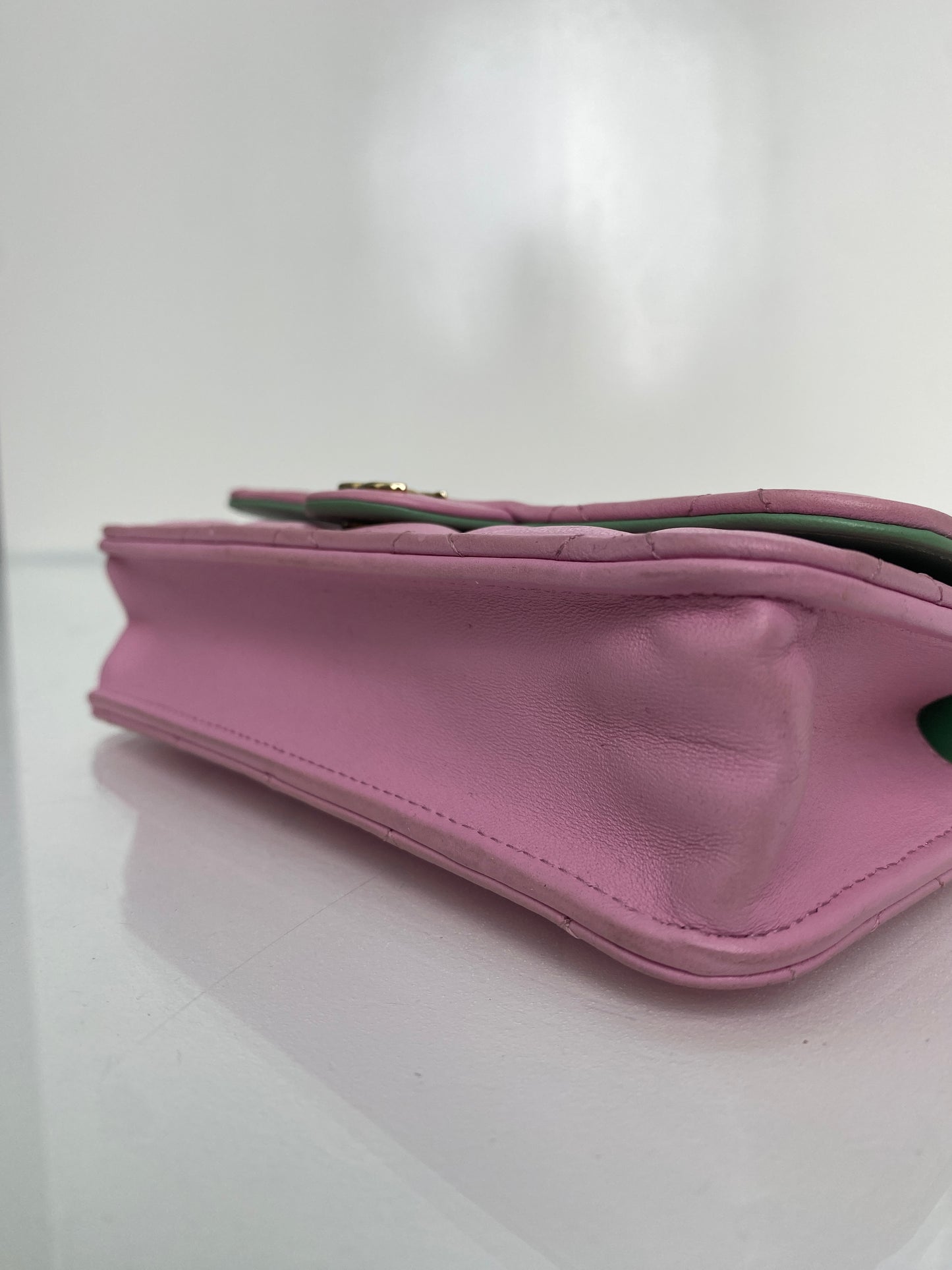Chanel Pink & Green Top Handle Phone Holder Crossbody Bag GHW