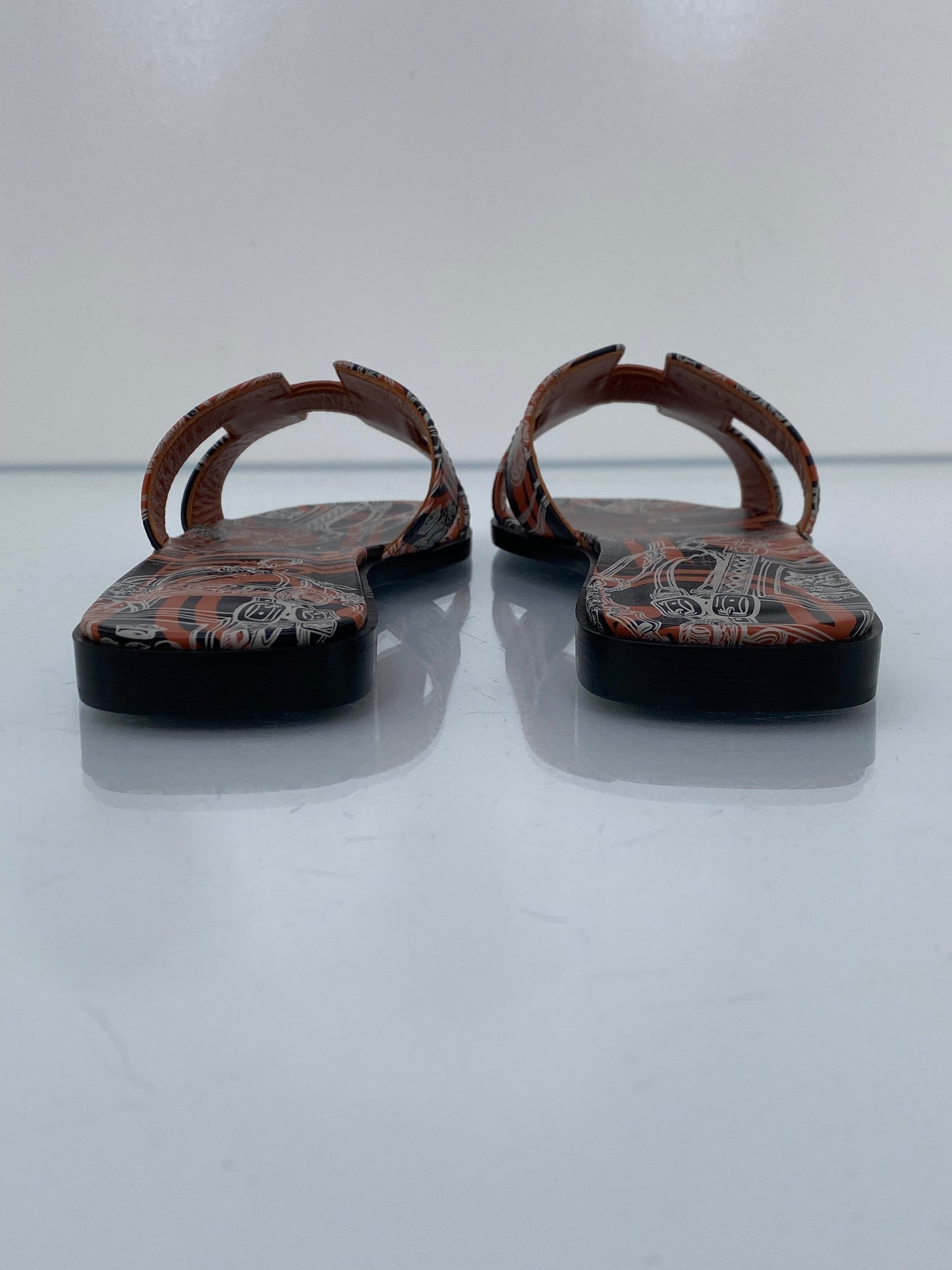 Hermes Brides De Gala Black/Orange Sandals, 38.5