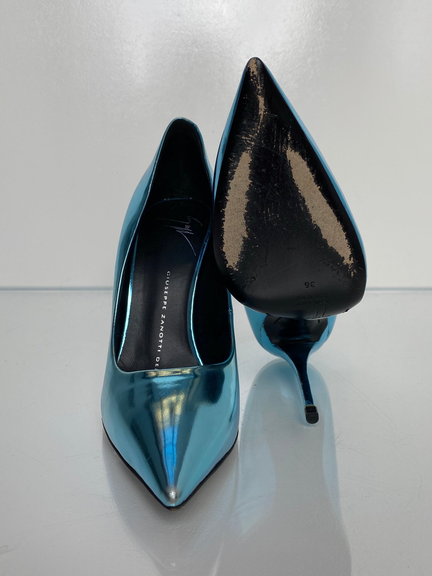 Giuseppe Zanotti Metallic Blue Pumps, 36