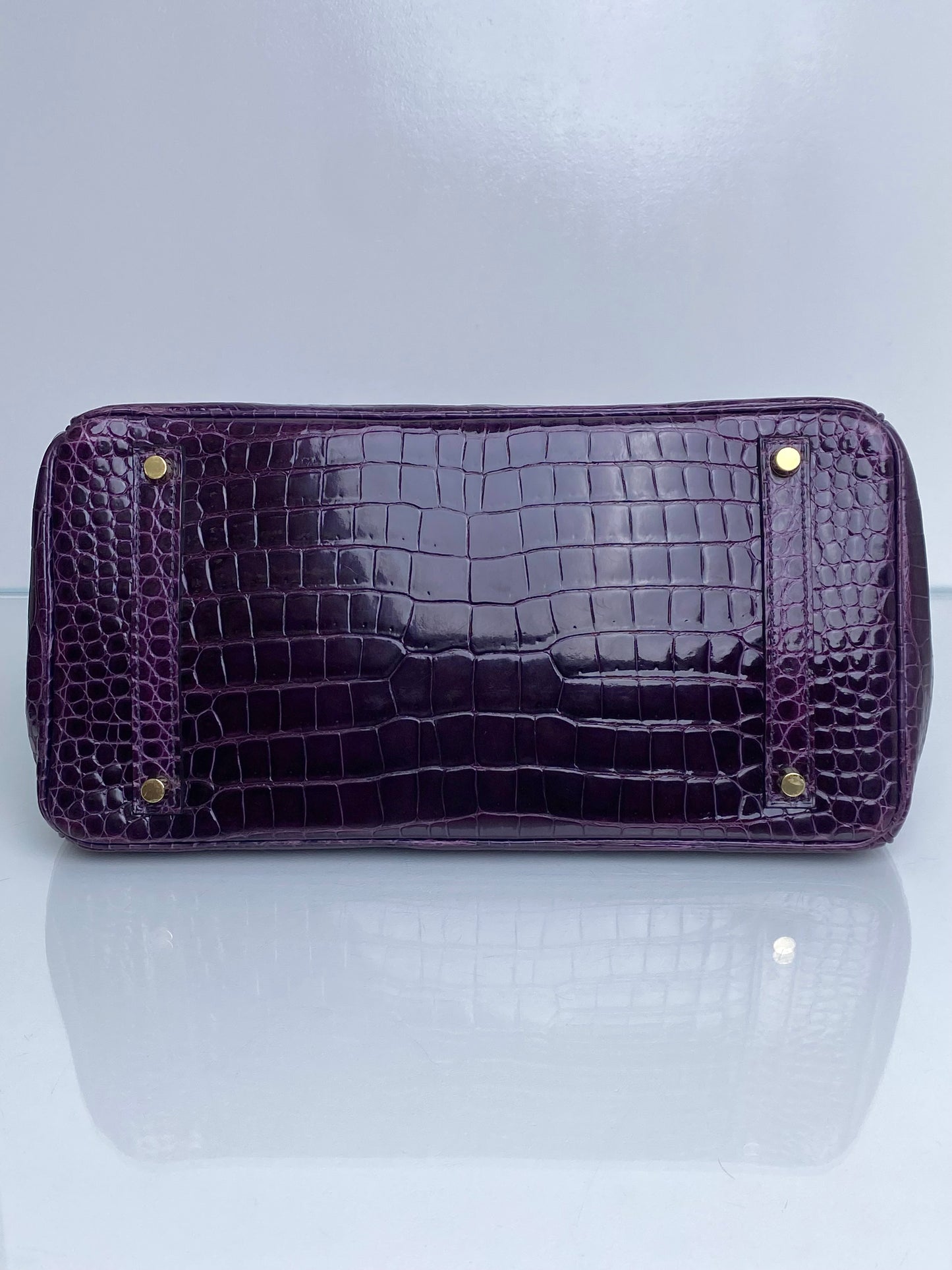 Hermes Birkin 35 Amethyst Shiny Porosus GHW #O