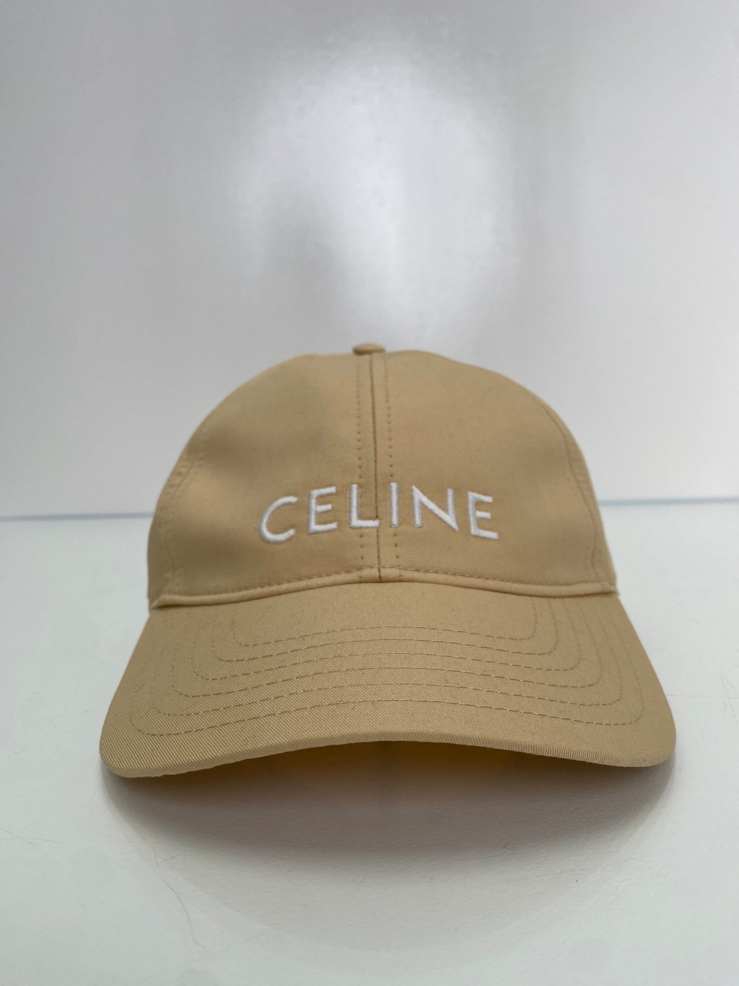 Celine Cream Baseball Hat, L