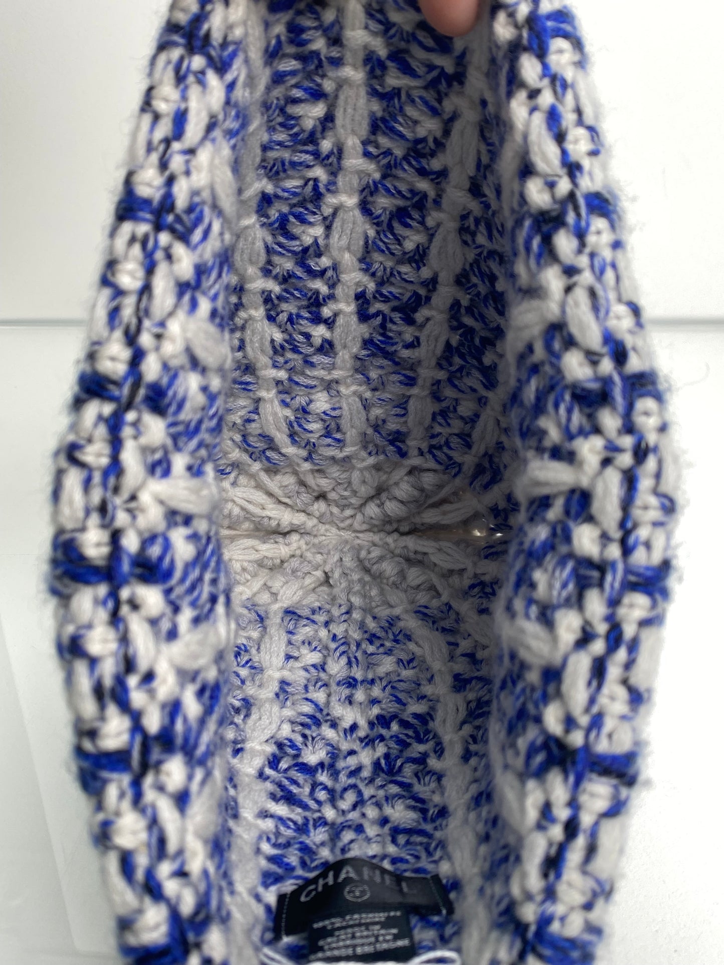 Chanel Blue/White CC Knit Beanie