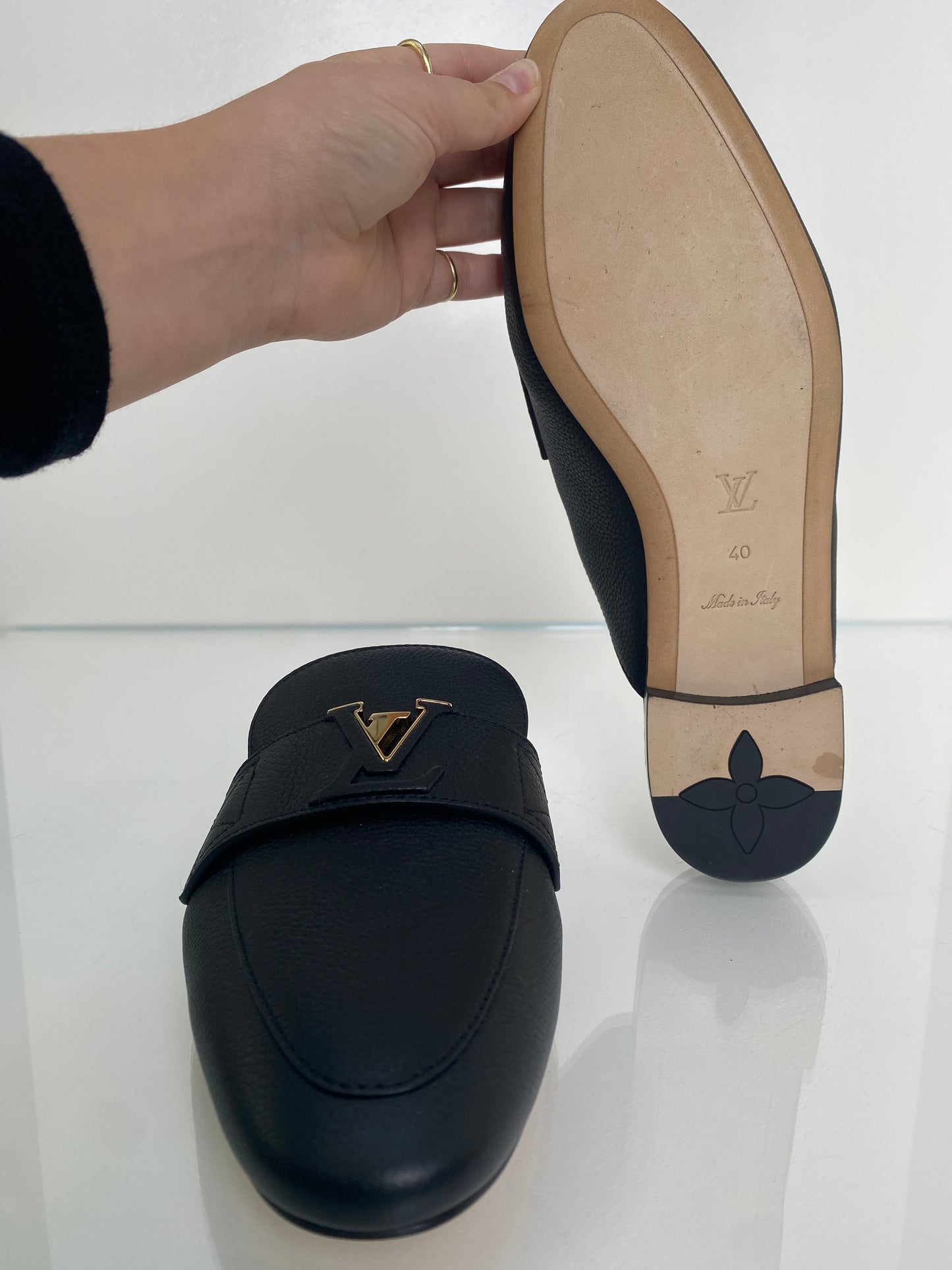 Louis Vuitton Black Mare Open Back Loafer, 40