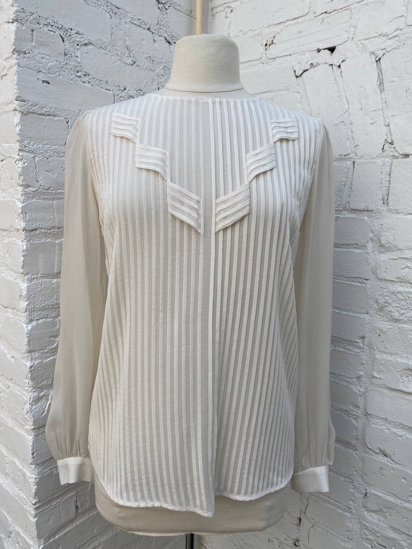 Milly Cream Long Sleeve Blouse, 2