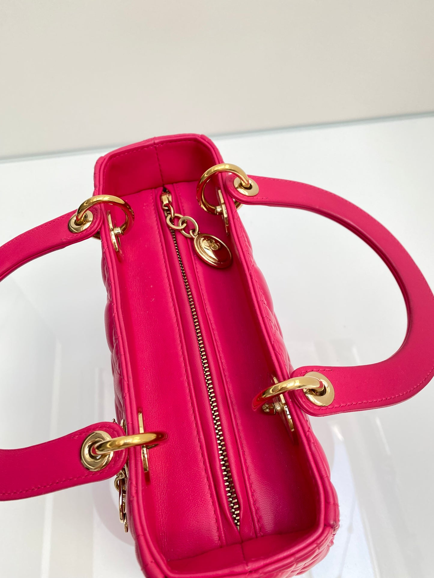 Christian Dior Pink Leather Lady Dior GHW