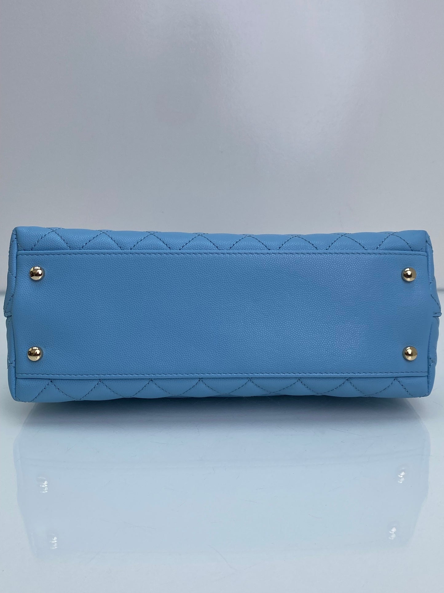 Chanel Coco Handle Medium Baby Blue Chain Detail GHW