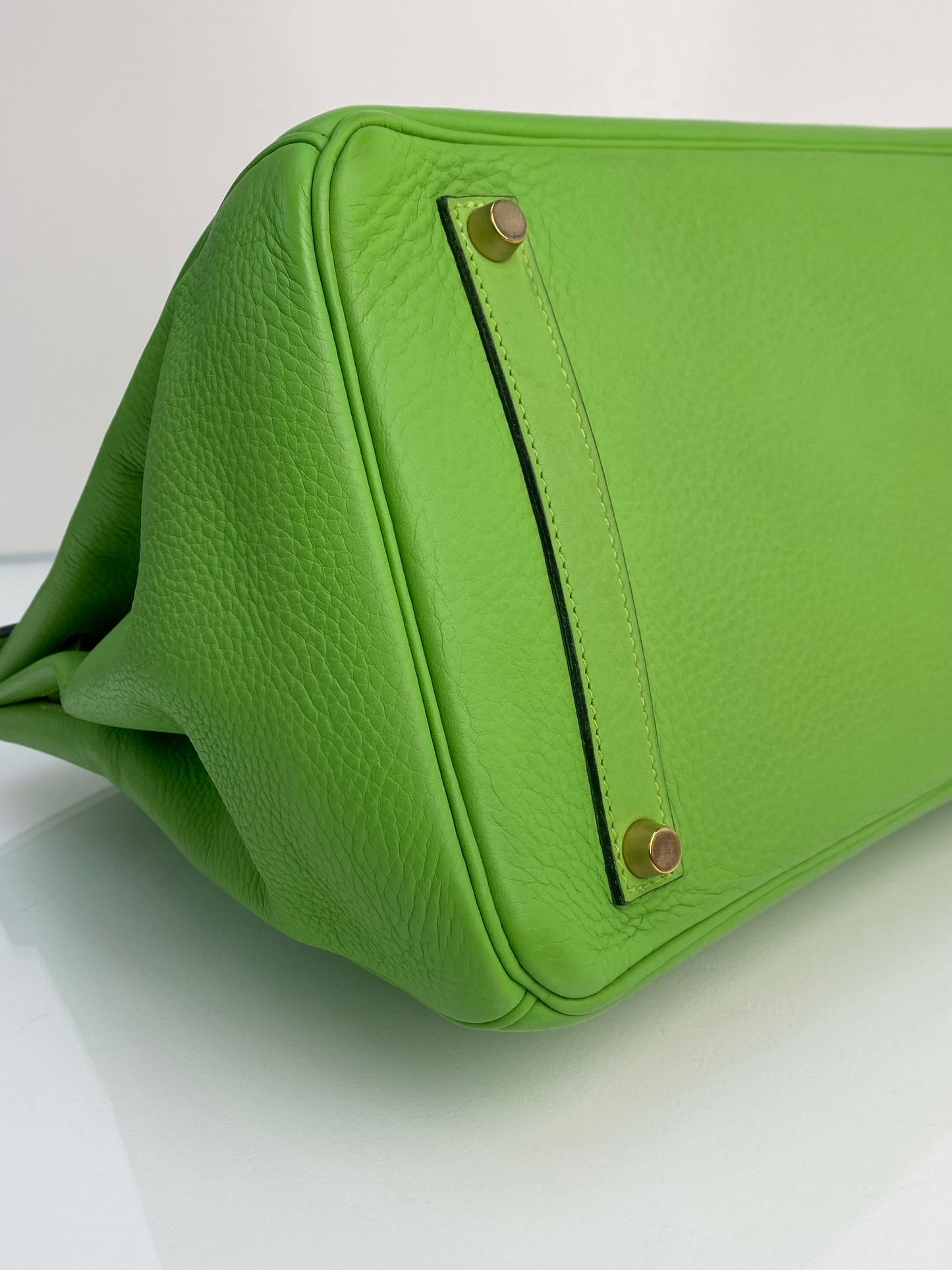Hermes Birkin 35 Vert Cru Clemence GHW #G