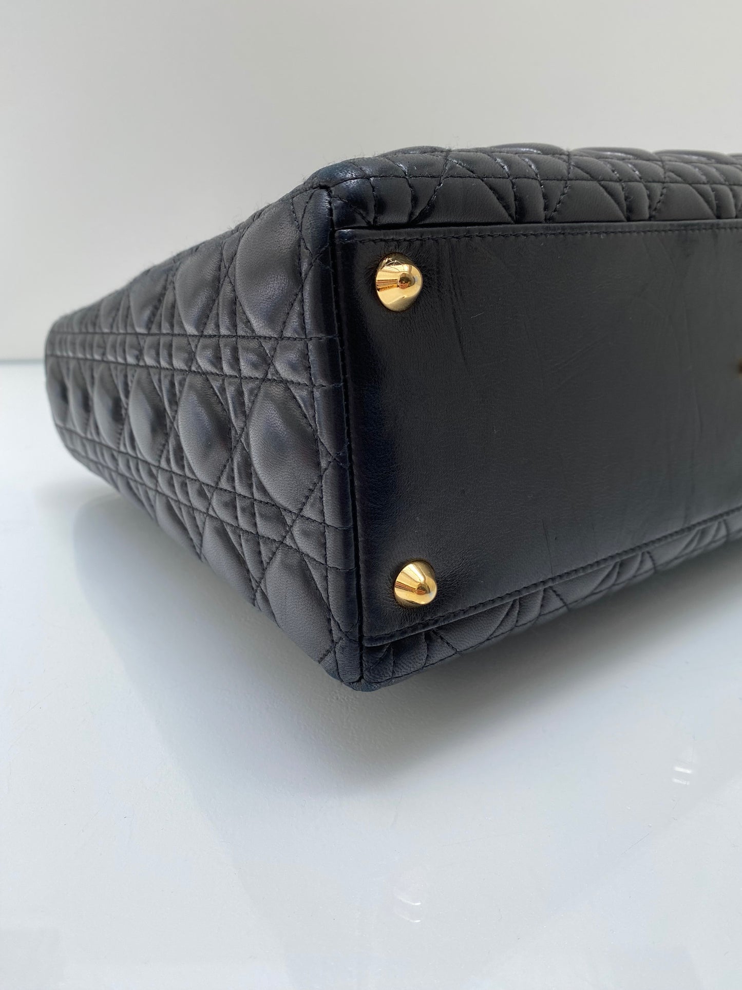 Dior Black Cannage Lambskin Large Lady Dior Bag GHW