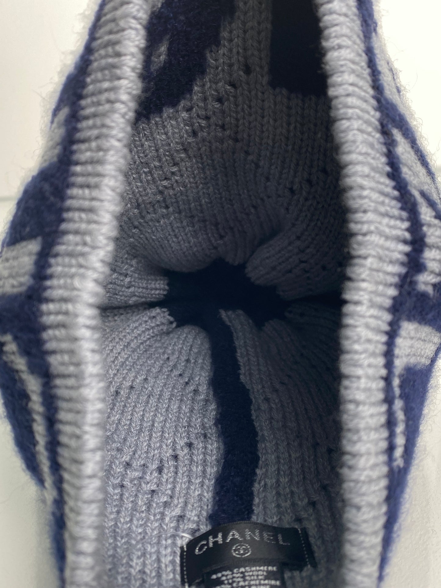 Chanel Navy/Grey Logo Beanie