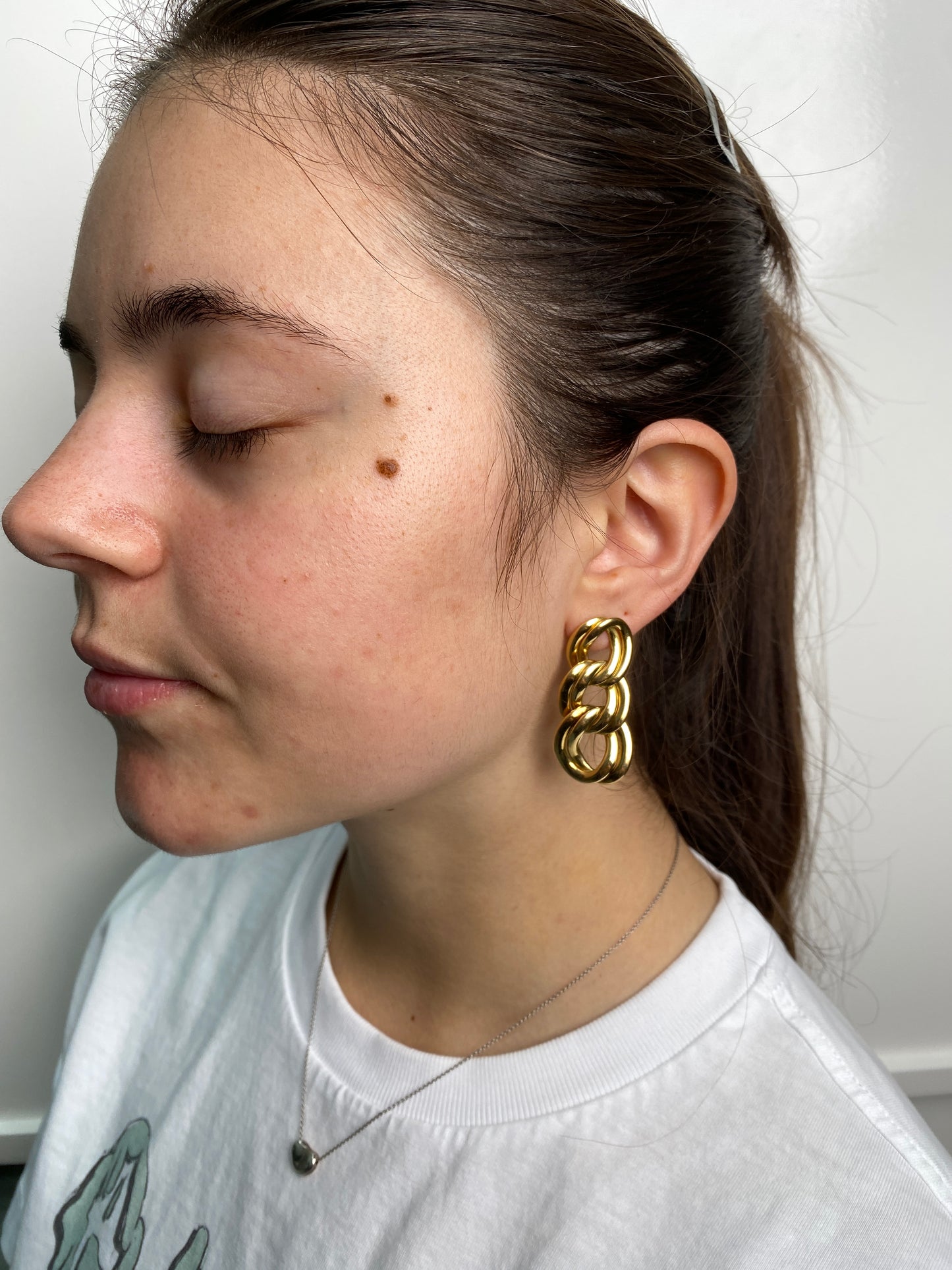 14KY 3 Chain Link Earrings