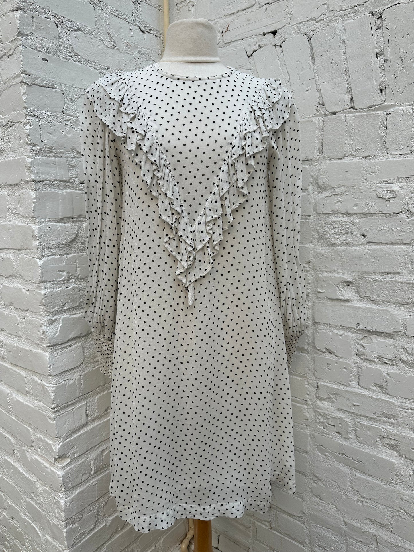 Ganni White & Black Polka Dot Dress, 38