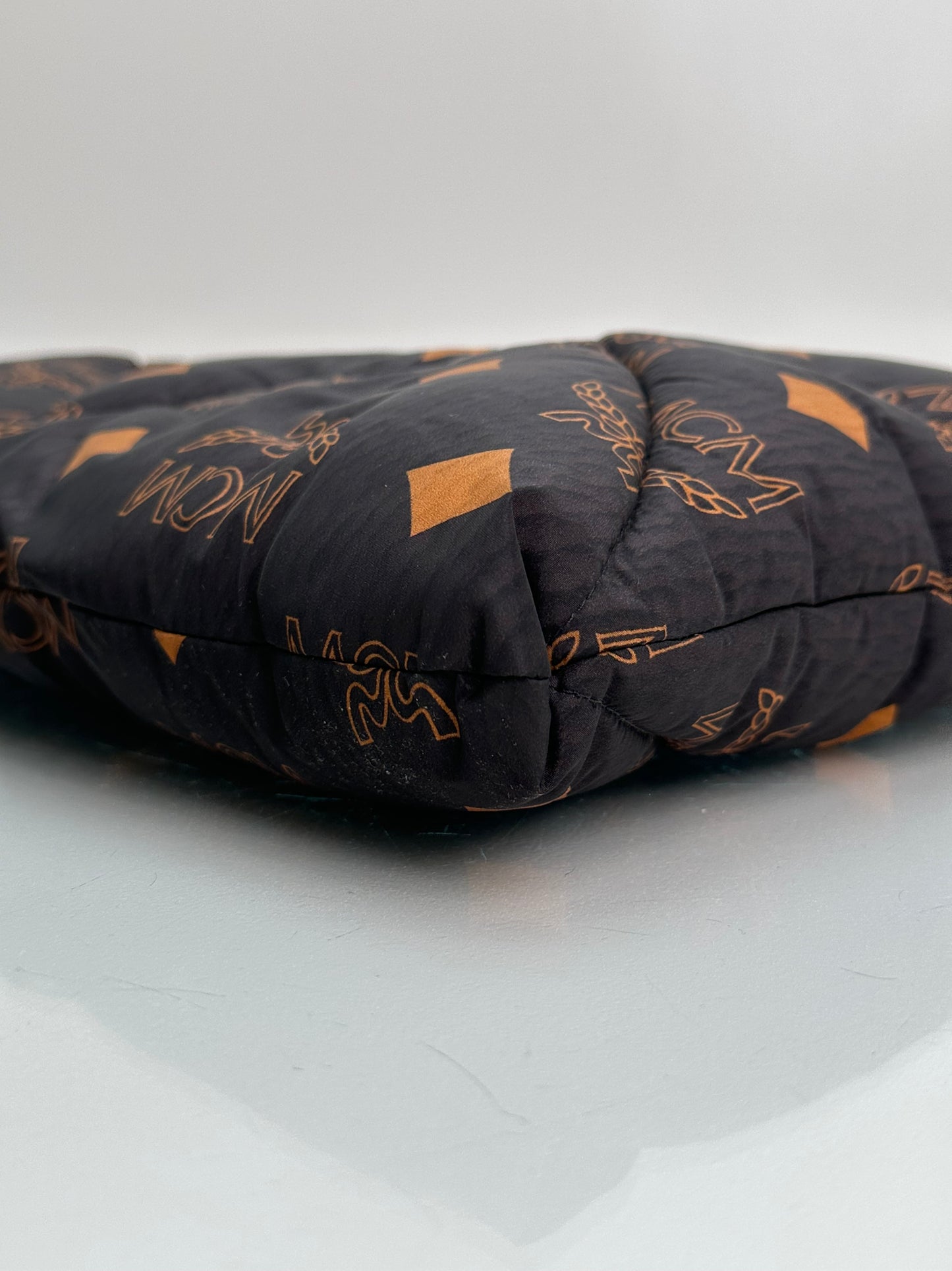 MCM Black & Orange Monogram Quilted Pouch