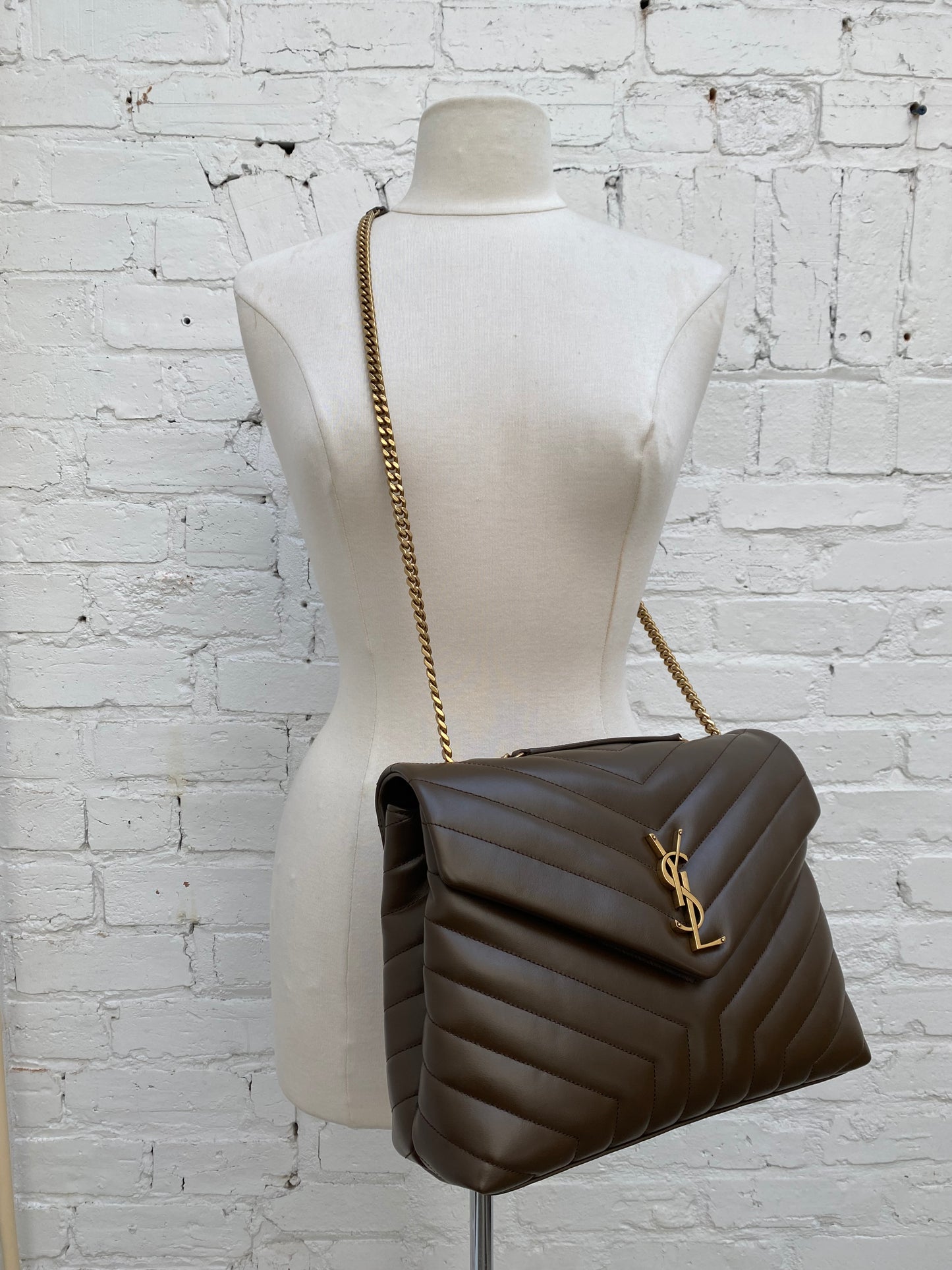 Saint Laurent Loulou Brown Matelasse Bag GHW