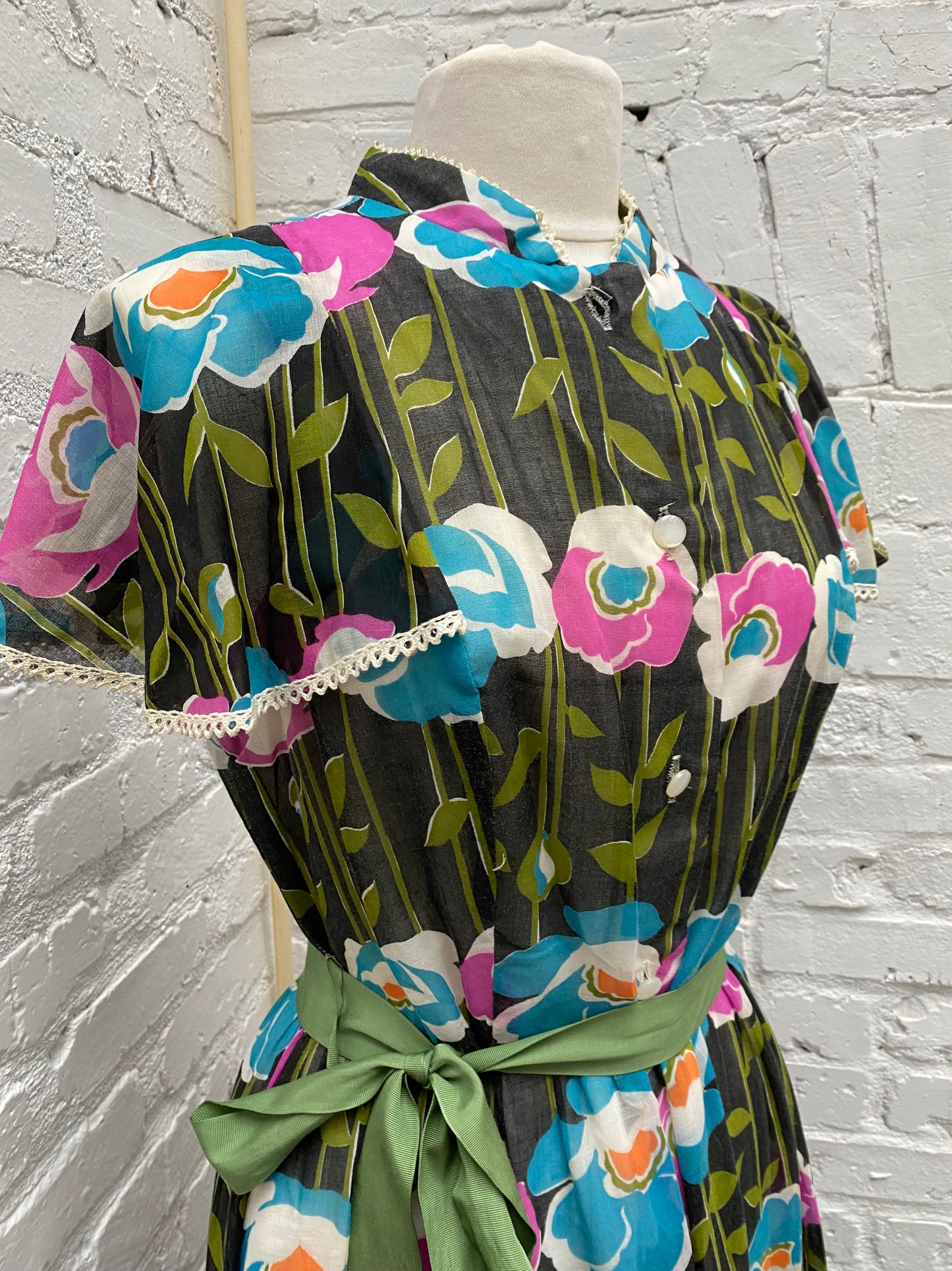 Raymodes Black, Green, Purple, & Blue Floral Dress, 16