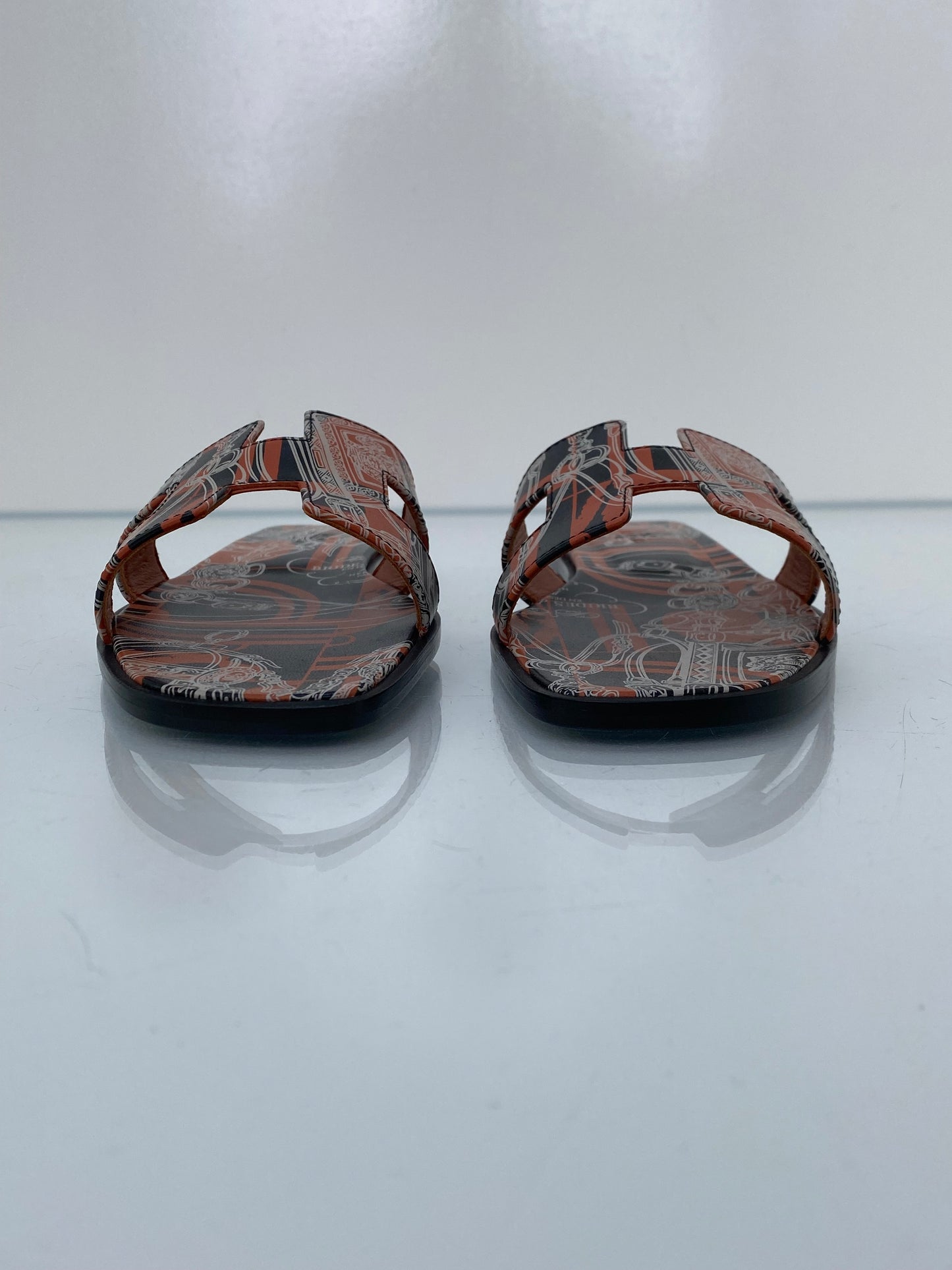 Hermes Brides De Gala Black/Orange Sandals, 38.5