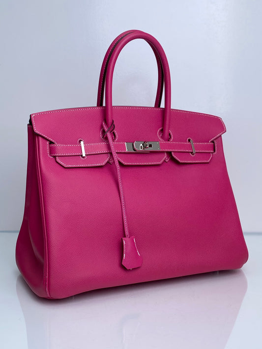 Hermes Birkin 35 Rose Tyrien Candy PHW #N