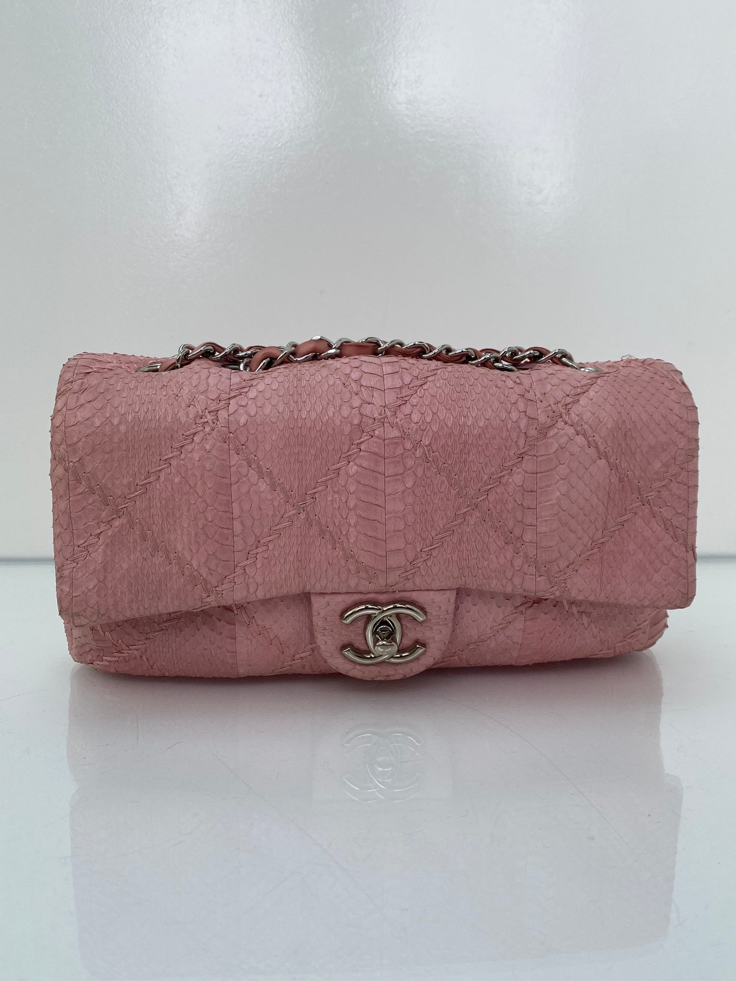 Chanel Pink Ultimate Stitch Python Flap Bag SHW