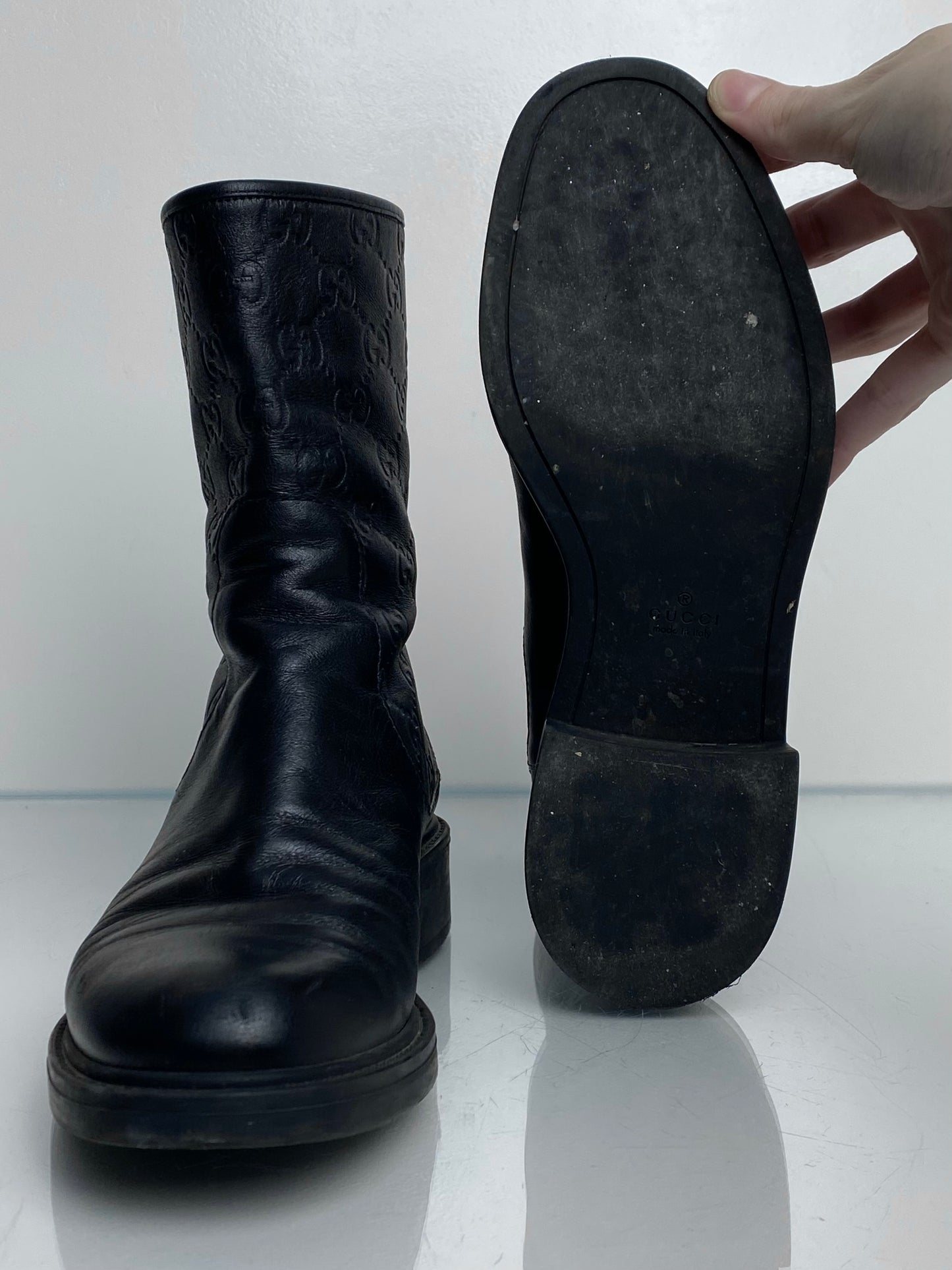 Gucci Black Microguccissima Black Moto Boots, 36