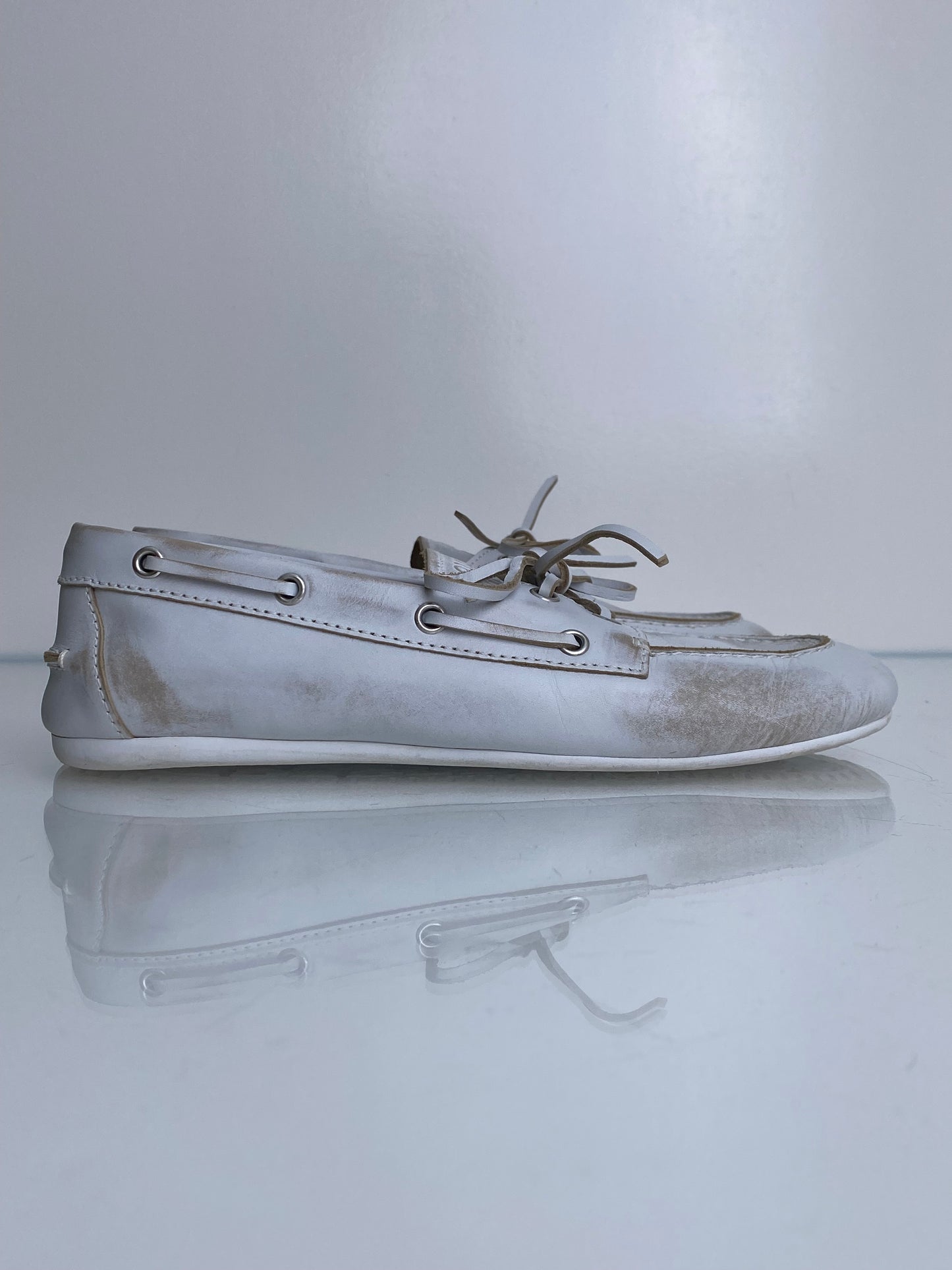 Miu Miu White Boat Shoes, 39