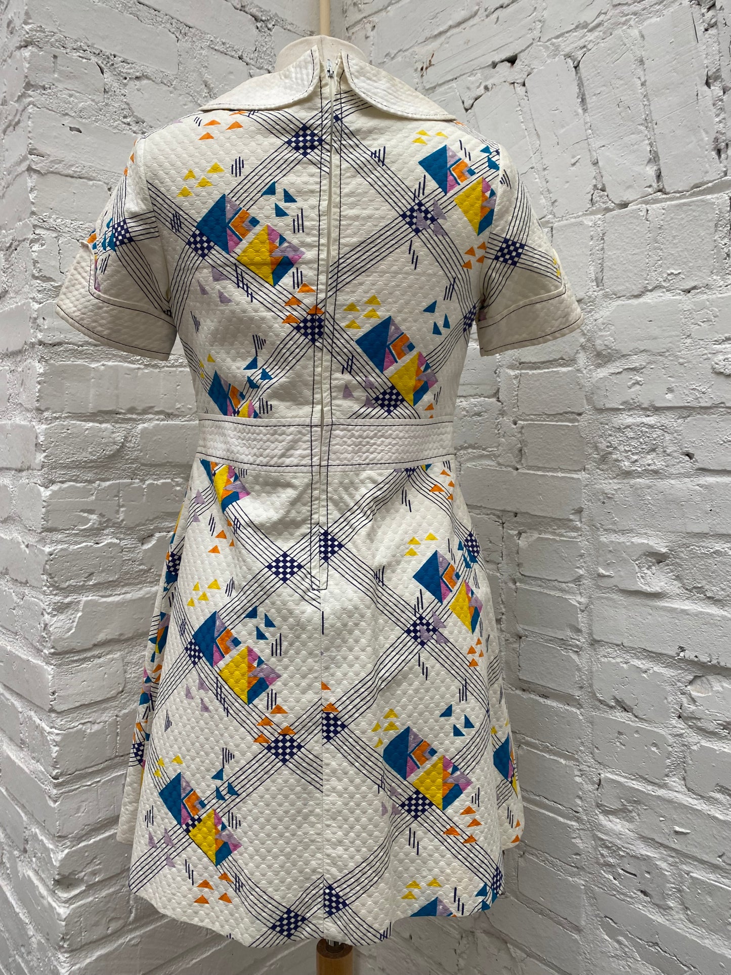 Vintage French 1960's White Dress, M