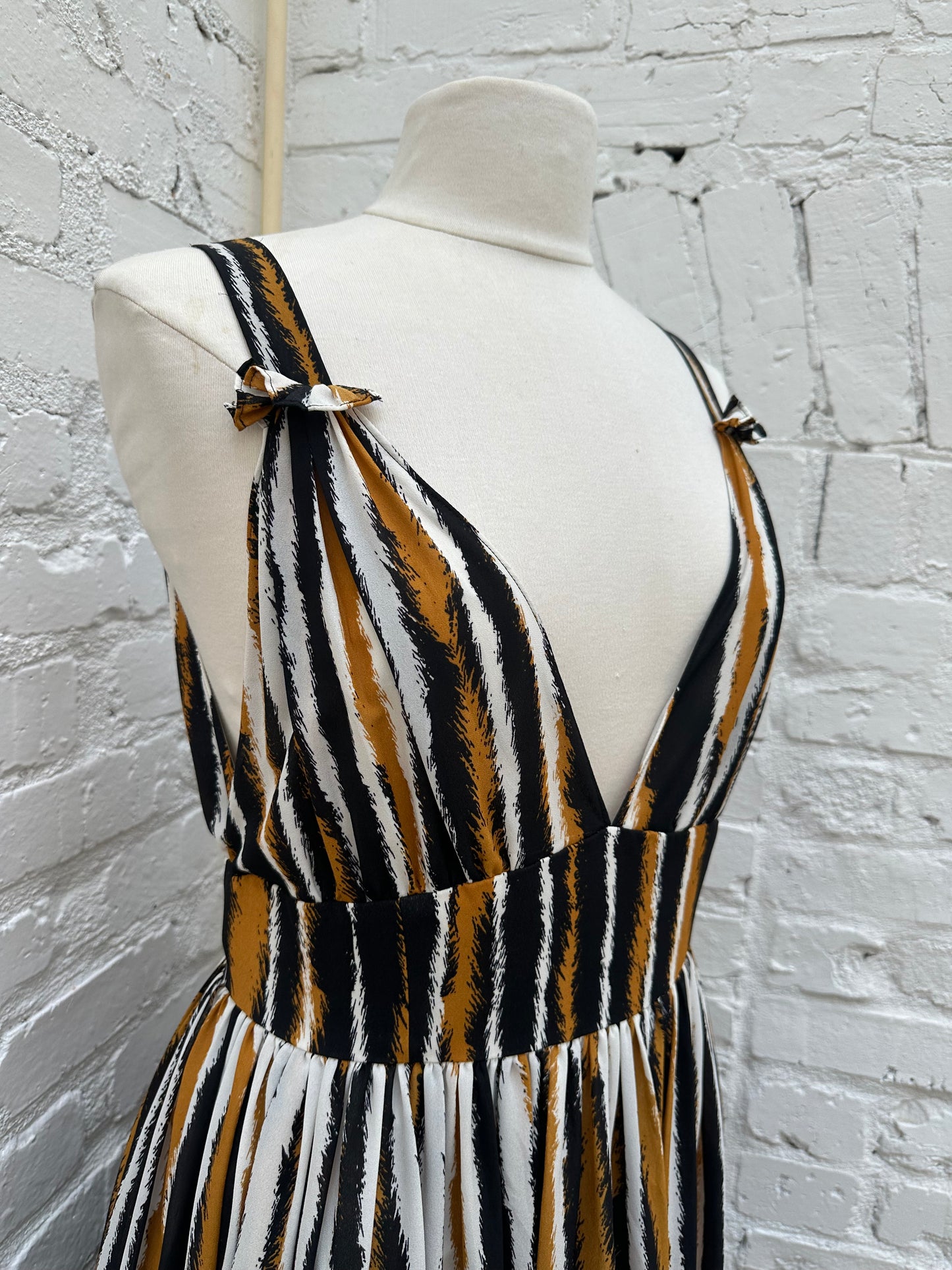 Ronny Kobo Orange, White, & Black Maxi Dress, L