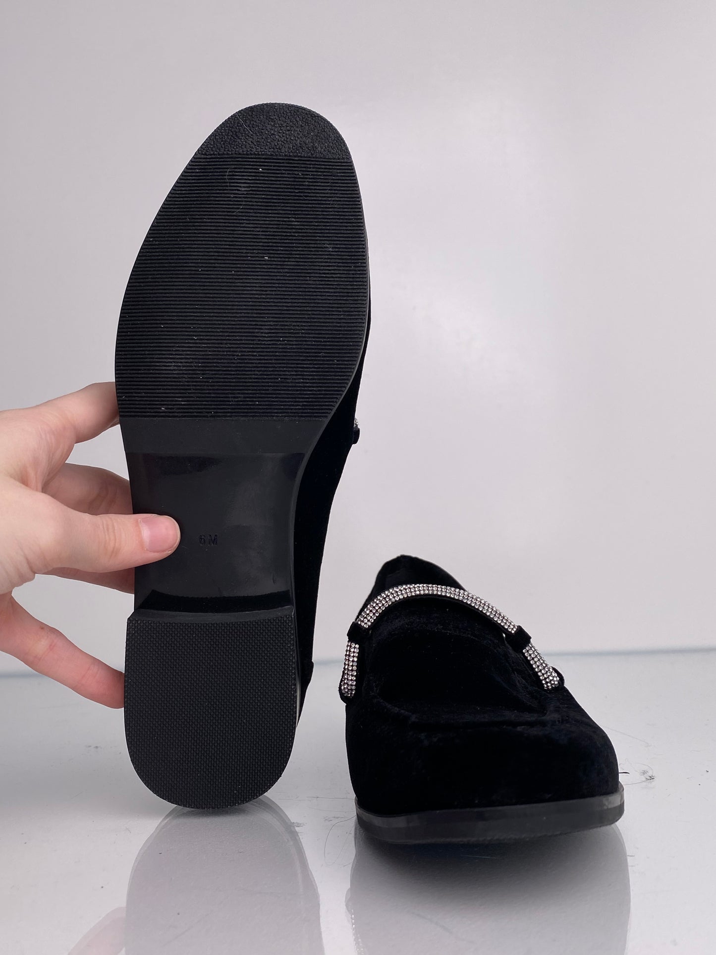 Diane B Black Velvet Loafers, 6