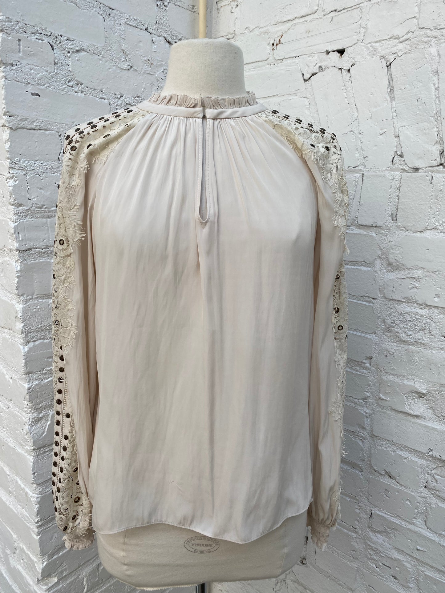 Ramy Brook White Lace Long Sleeve Top, S