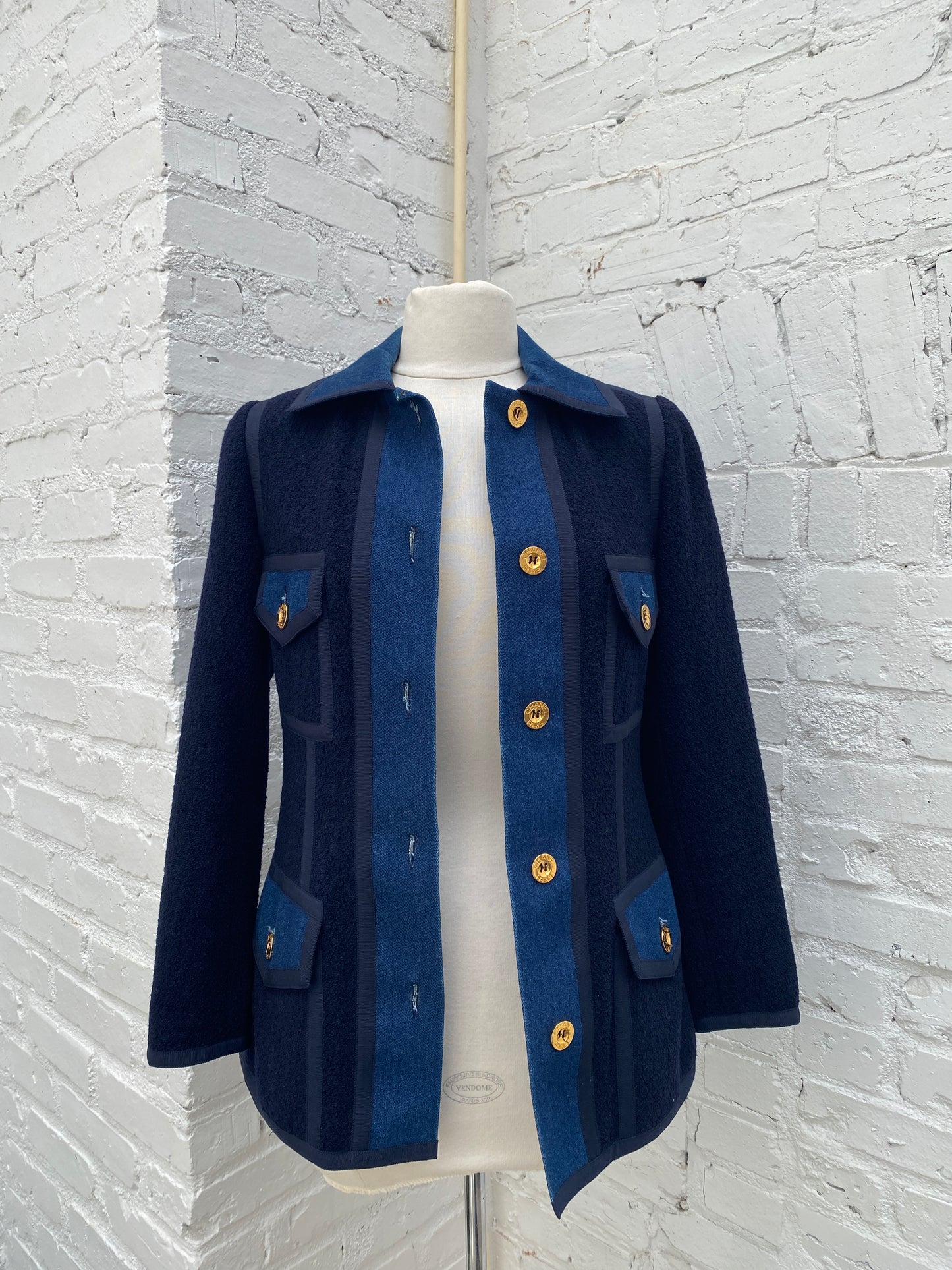 Chanel Denim & Navy Blazer Jacket, 38