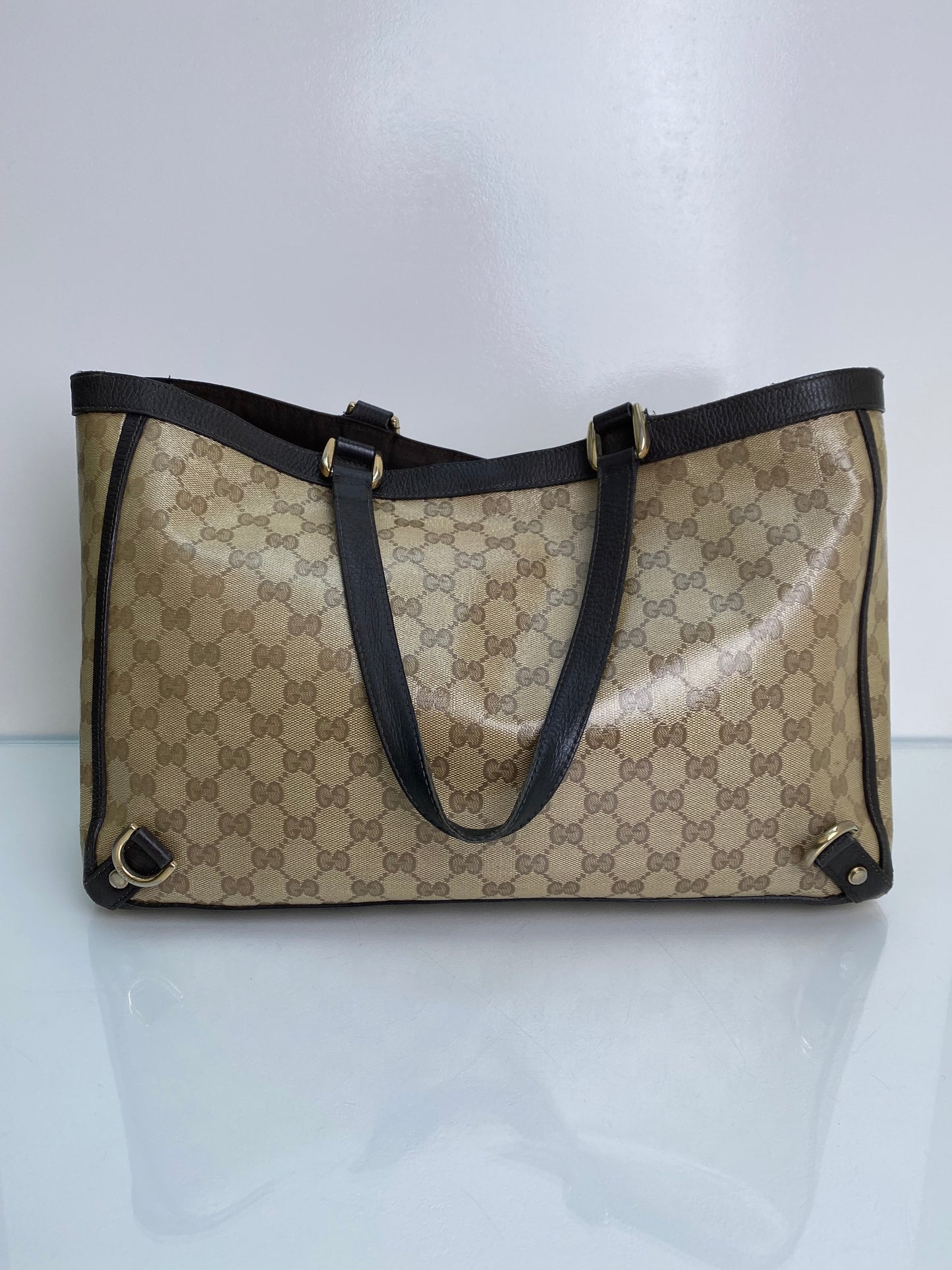 Gucci Vintage Supreme Coated Canvas Tote Bag GHW