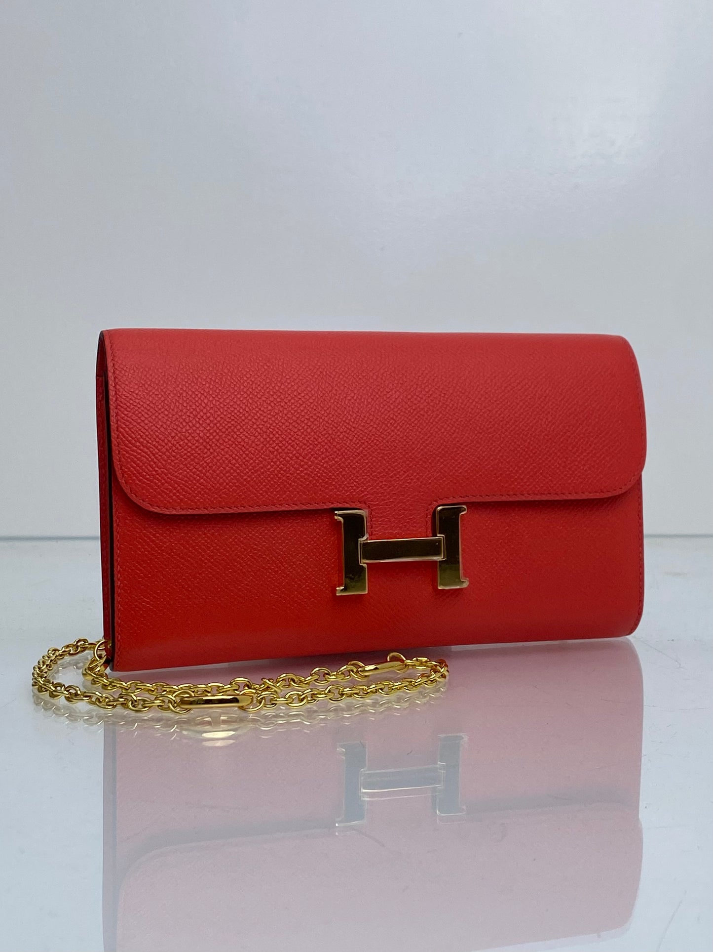 Hermes Constance Long Wallet Epsom Rose Texas GHW
