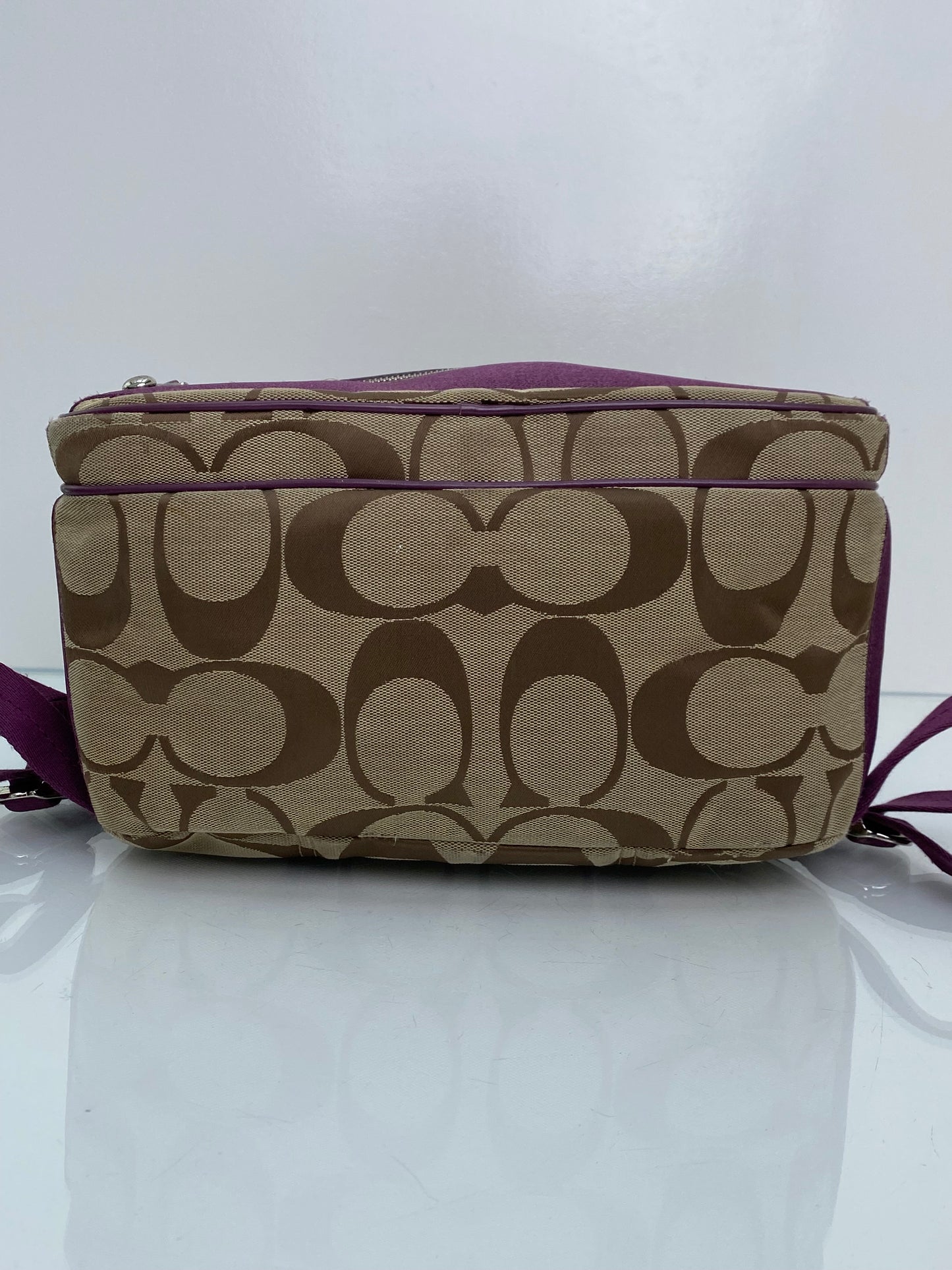 Coach Brown Canvas & Purple Leather Backpack