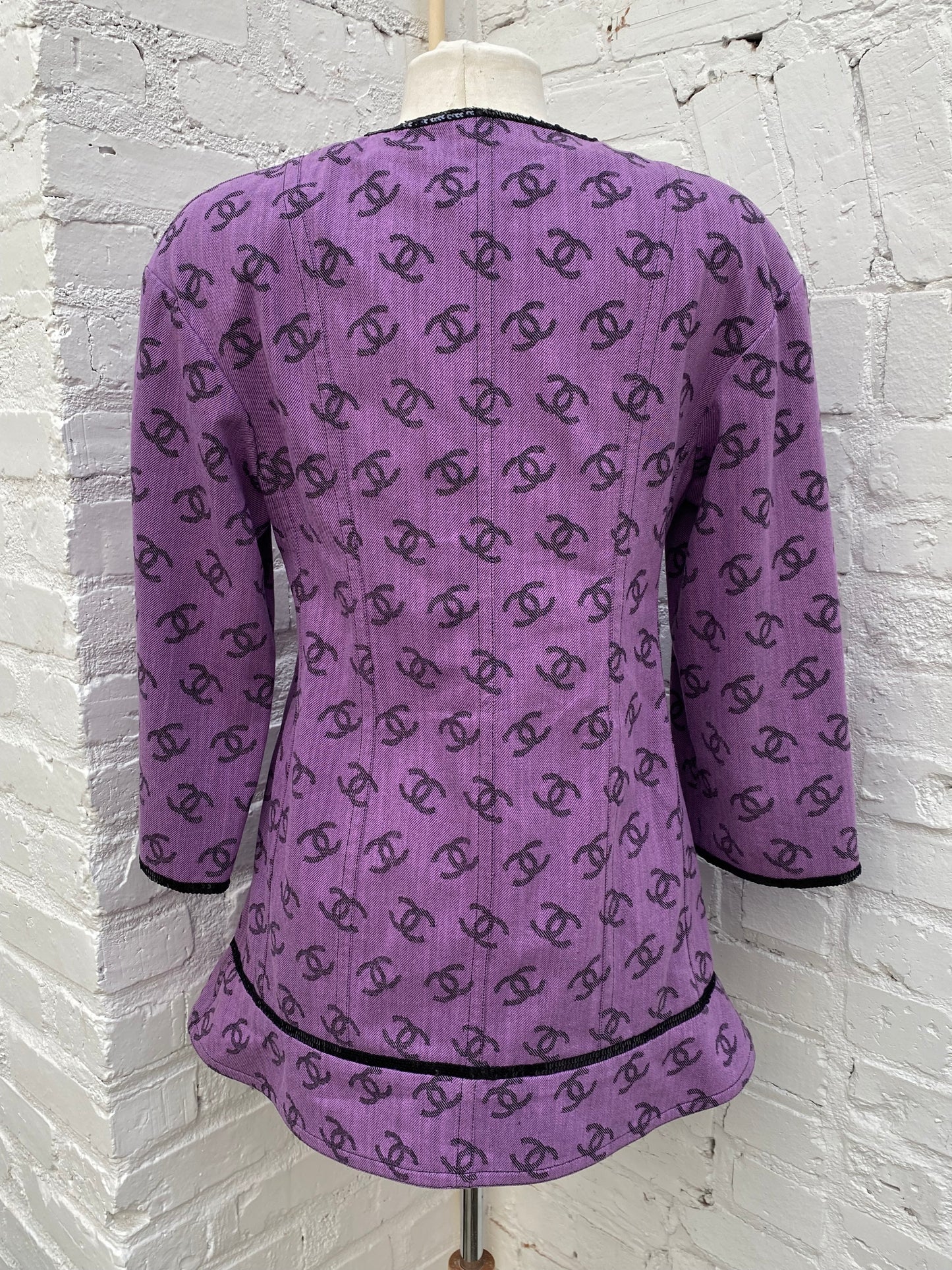 Chanel Purple Canvas CC Logo Mini Dress, 40