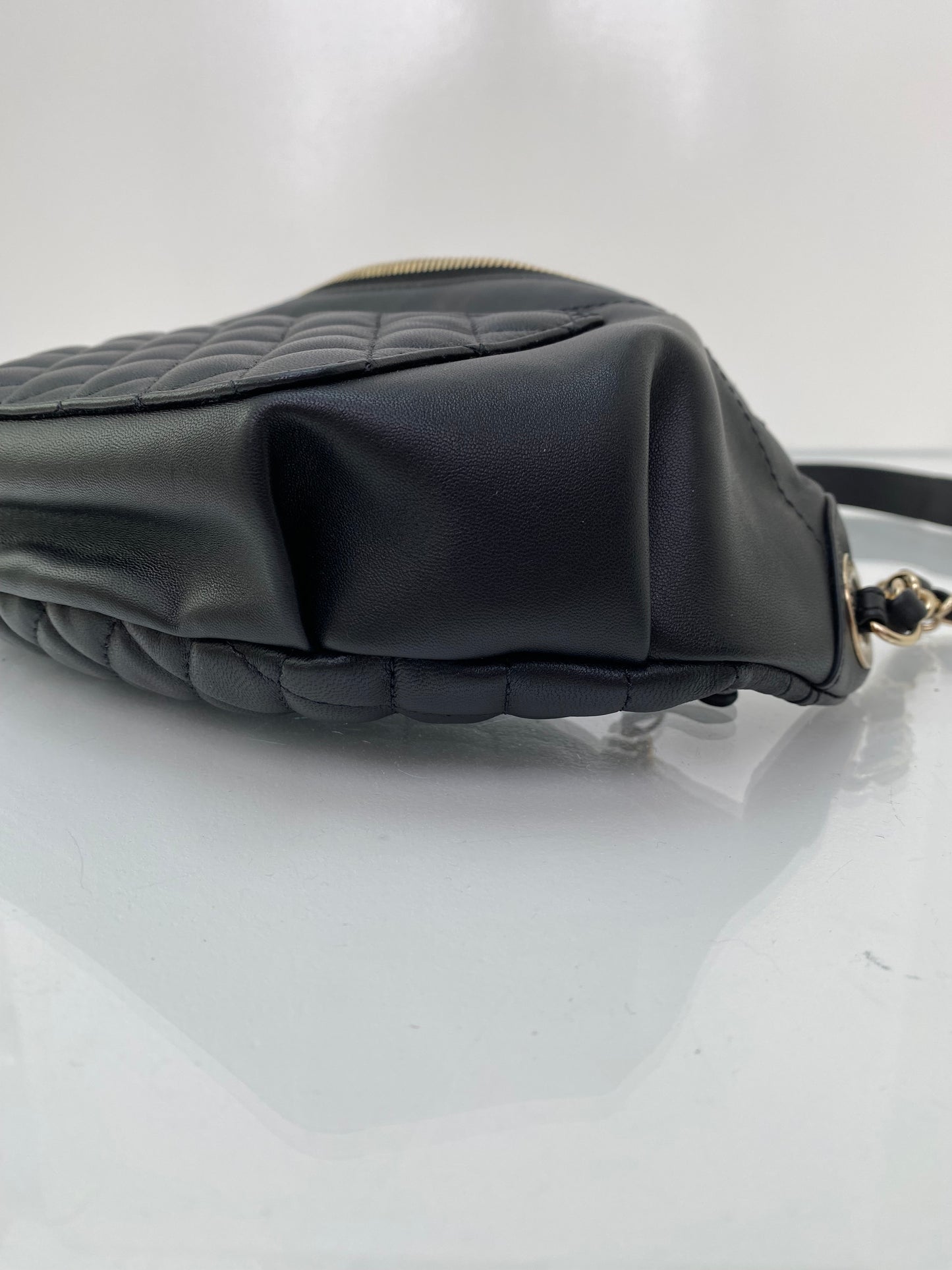 Chanel Black Semi Quilted Bum Bag GHW