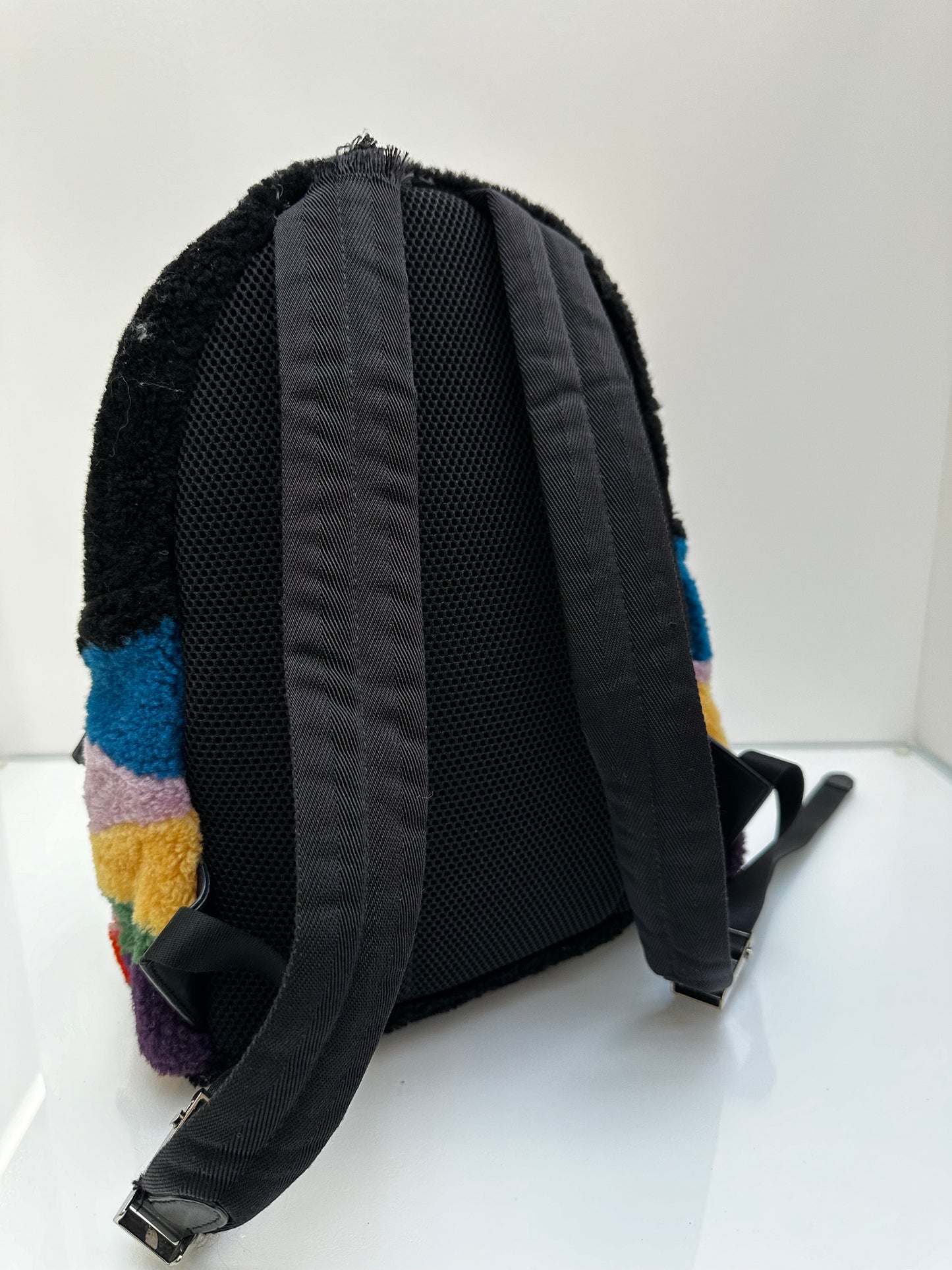 Fendi Shearling Multicolor Monster Backpack