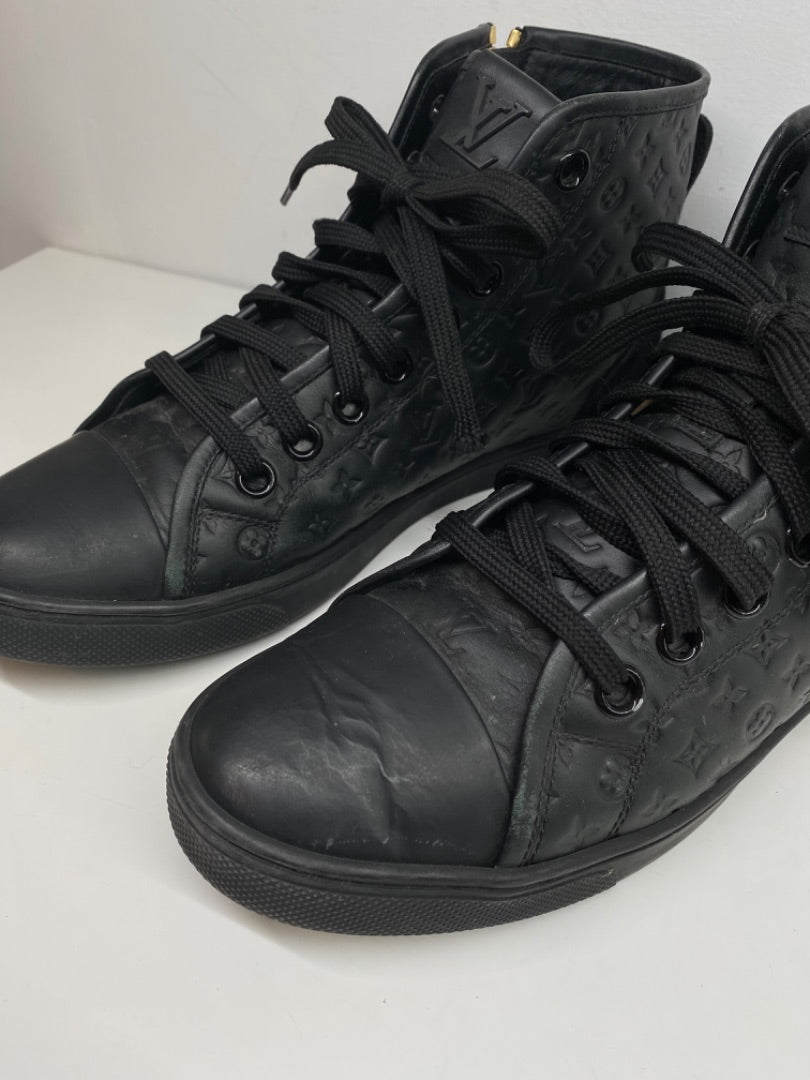 Louis Vuitton Black Leather Boots, Sz 38