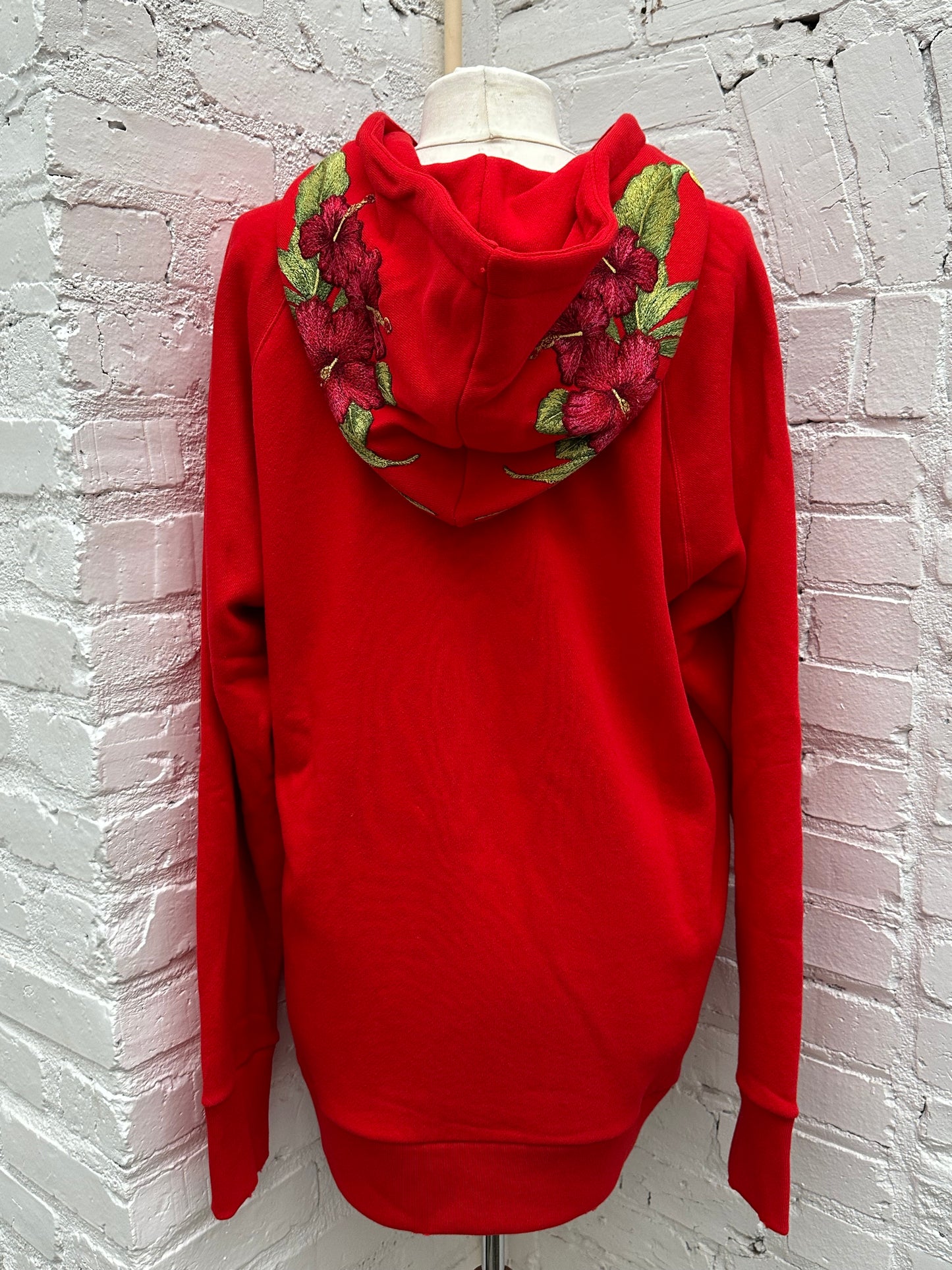Gucci Red GG Floral Embroidered Logo Hoodie, L