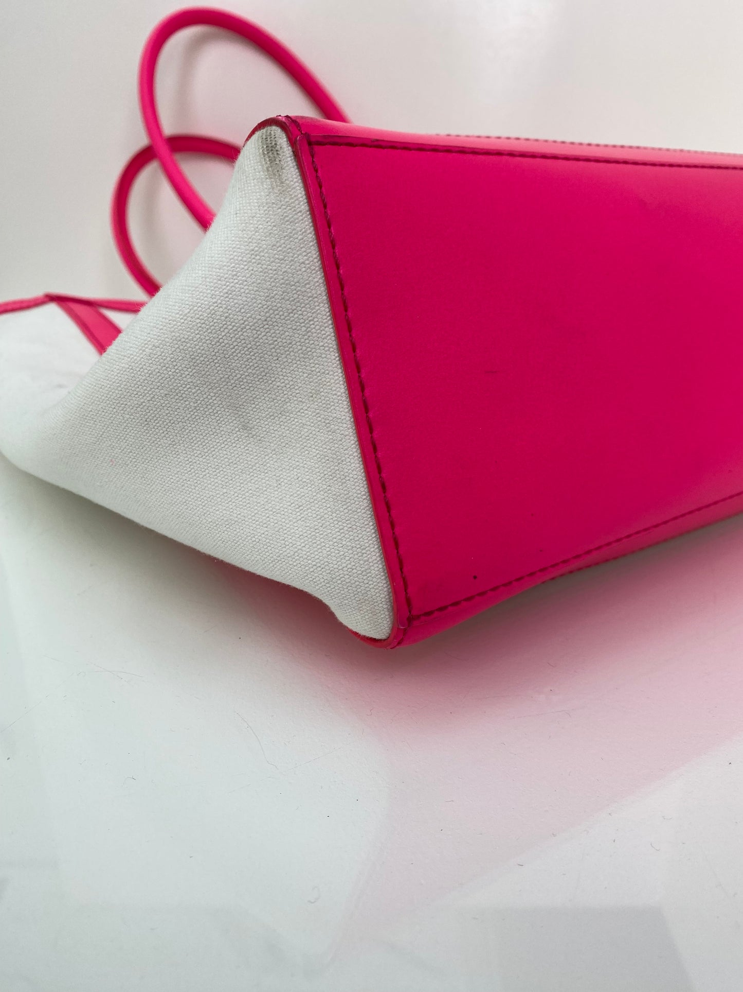 Balmain Neon Pink & White Canvas Army 42 Tote Bag (As Is)