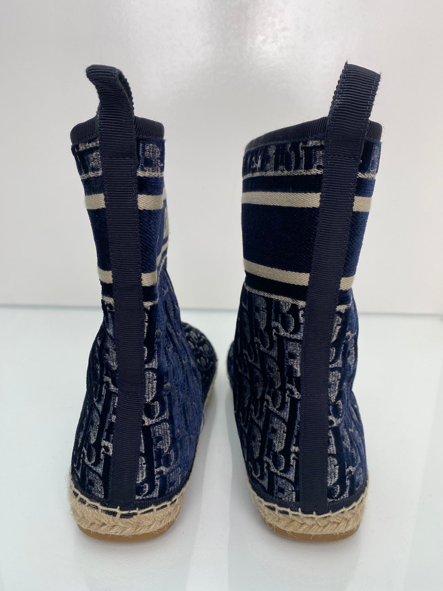 Dior Navy Velvet Oblique Granville Espadrille Boots, 38.5