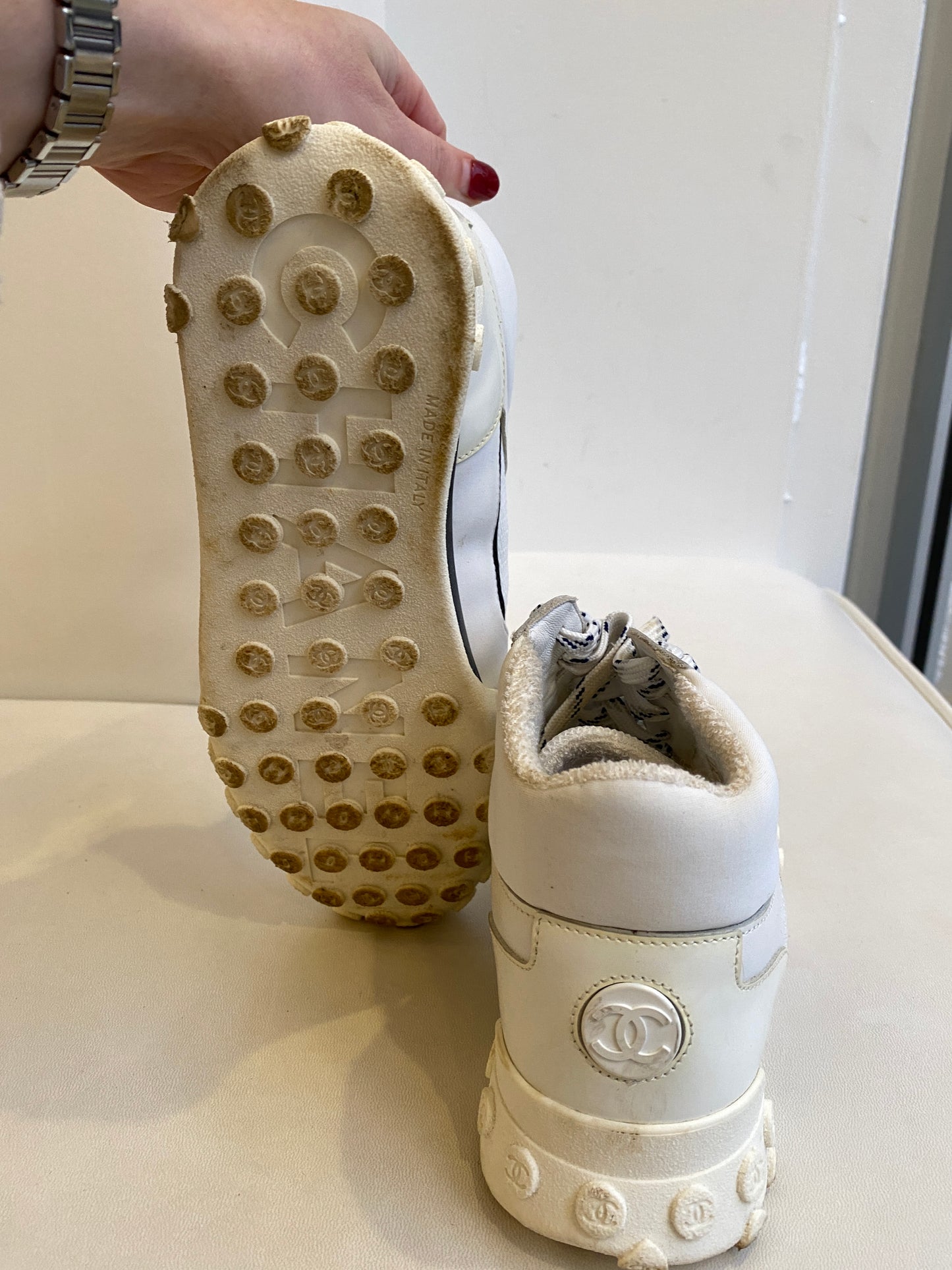 Chanel Mid-Rise White Sneakers