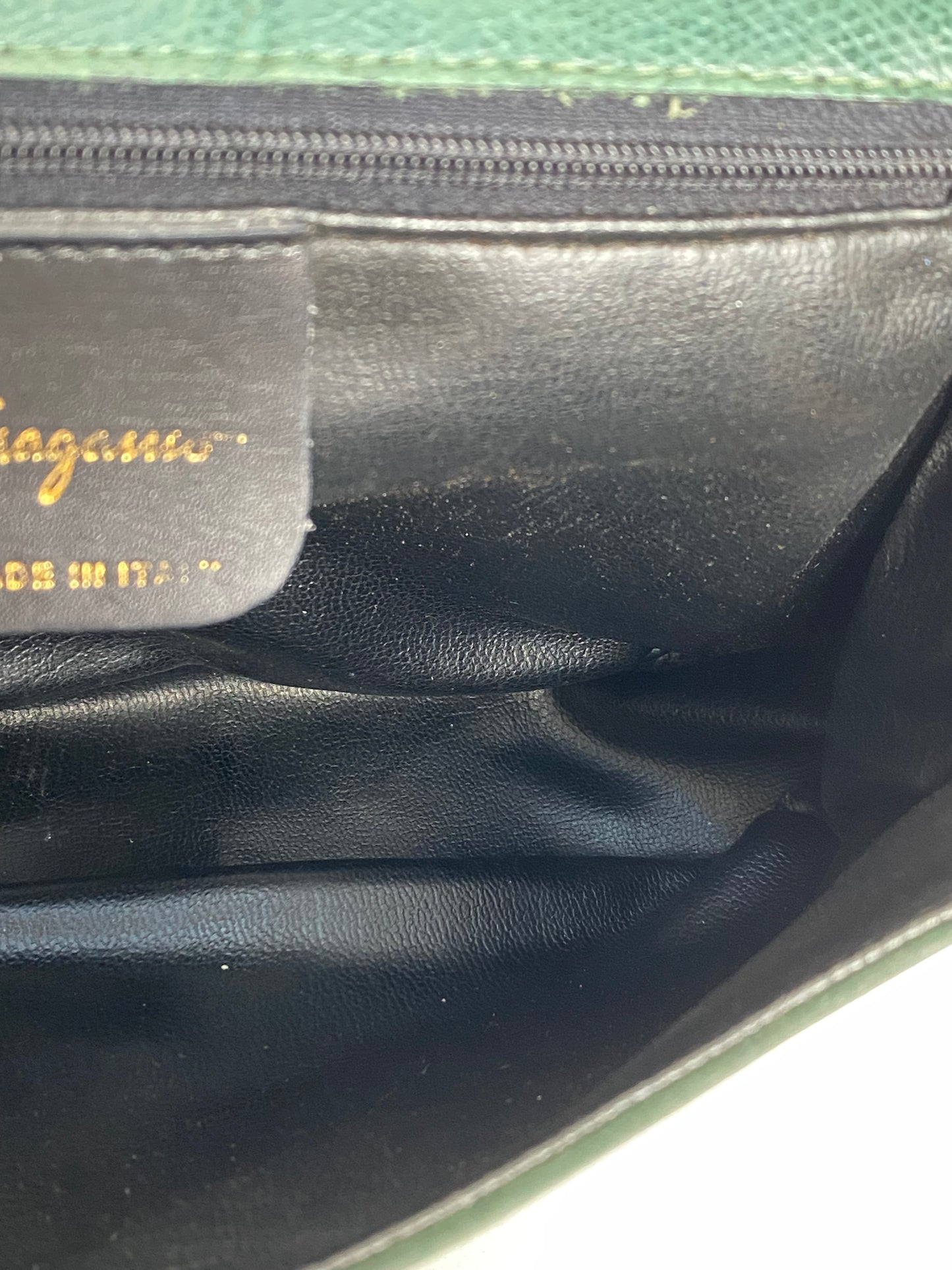 Ferragamo Vintage Green Velvet Crossbody Bag GHW