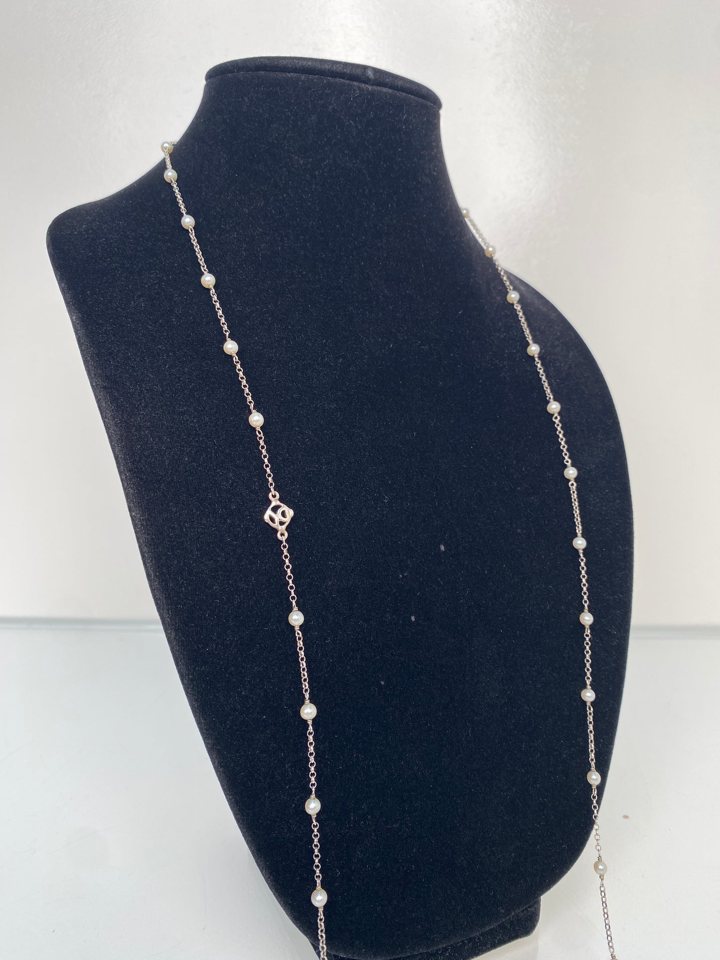 David Yurman Silver & Pearl Long Necklace