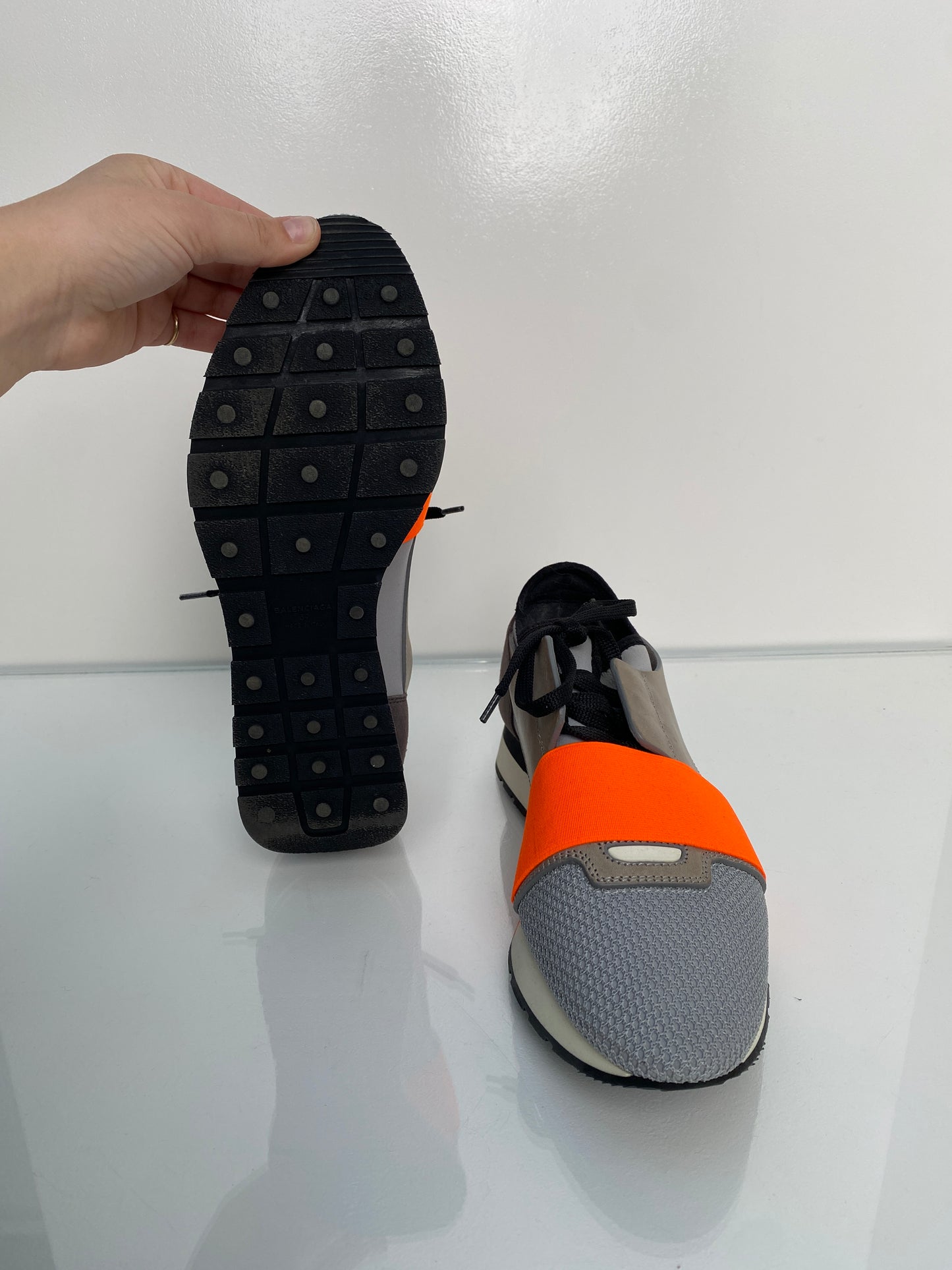 Balenciaga Grey & Orange Sneakers